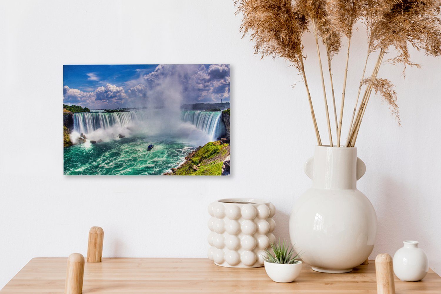 Leinwandbild der Farbenfrohes OneMillionCanvasses® 30x20 Aufhängefertig, Wandbild Panorama Niagarafälle, St), Leinwandbilder, cm Wanddeko, (1