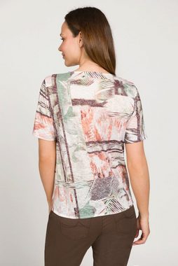 Gina Laura Rundhalsshirt T-Shirt Patch Print V-Ausschnitt Halbarm
