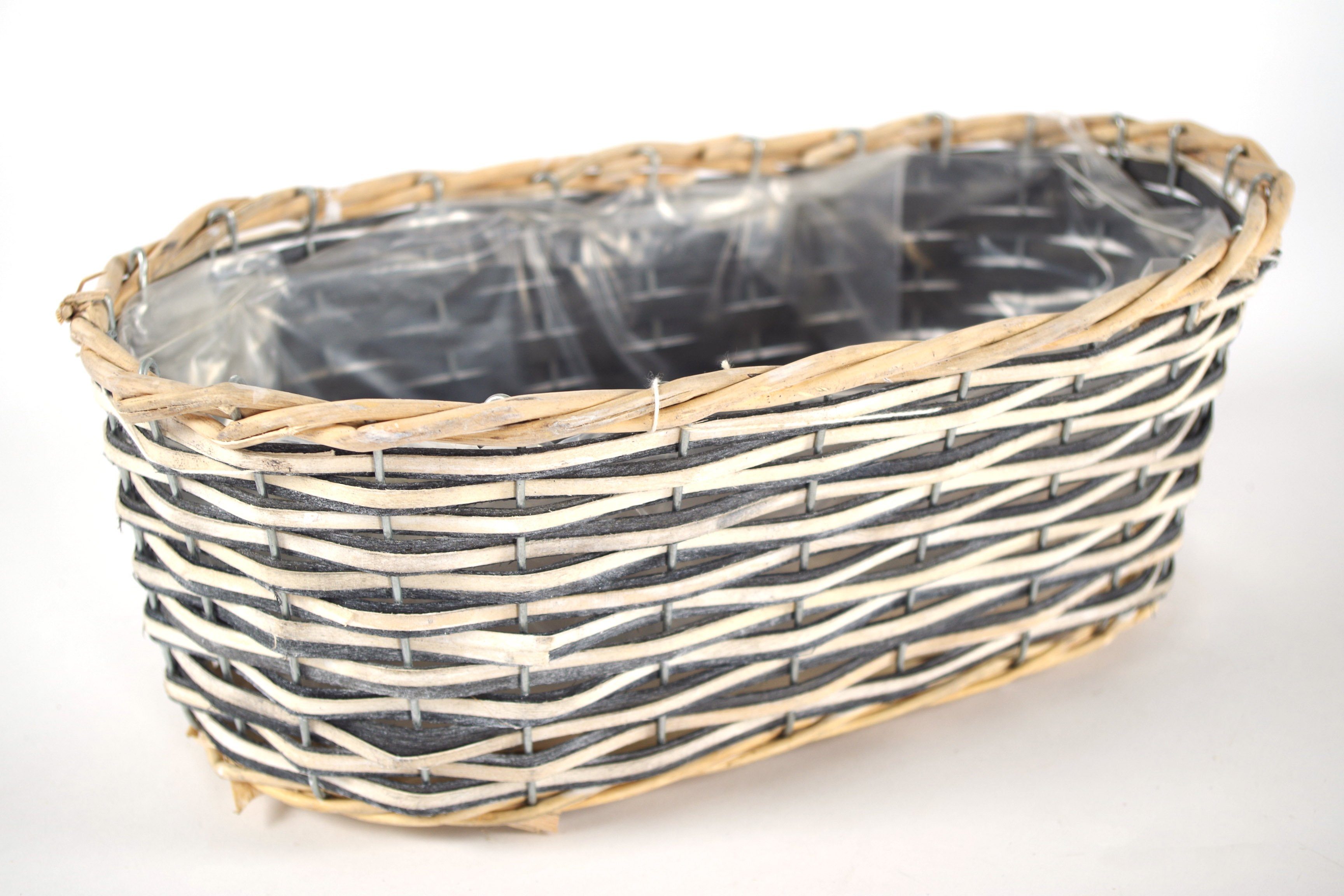 Kobolo Pflanzkübel Pflanzkorb oval aus Weide und Chipwood 4er Set