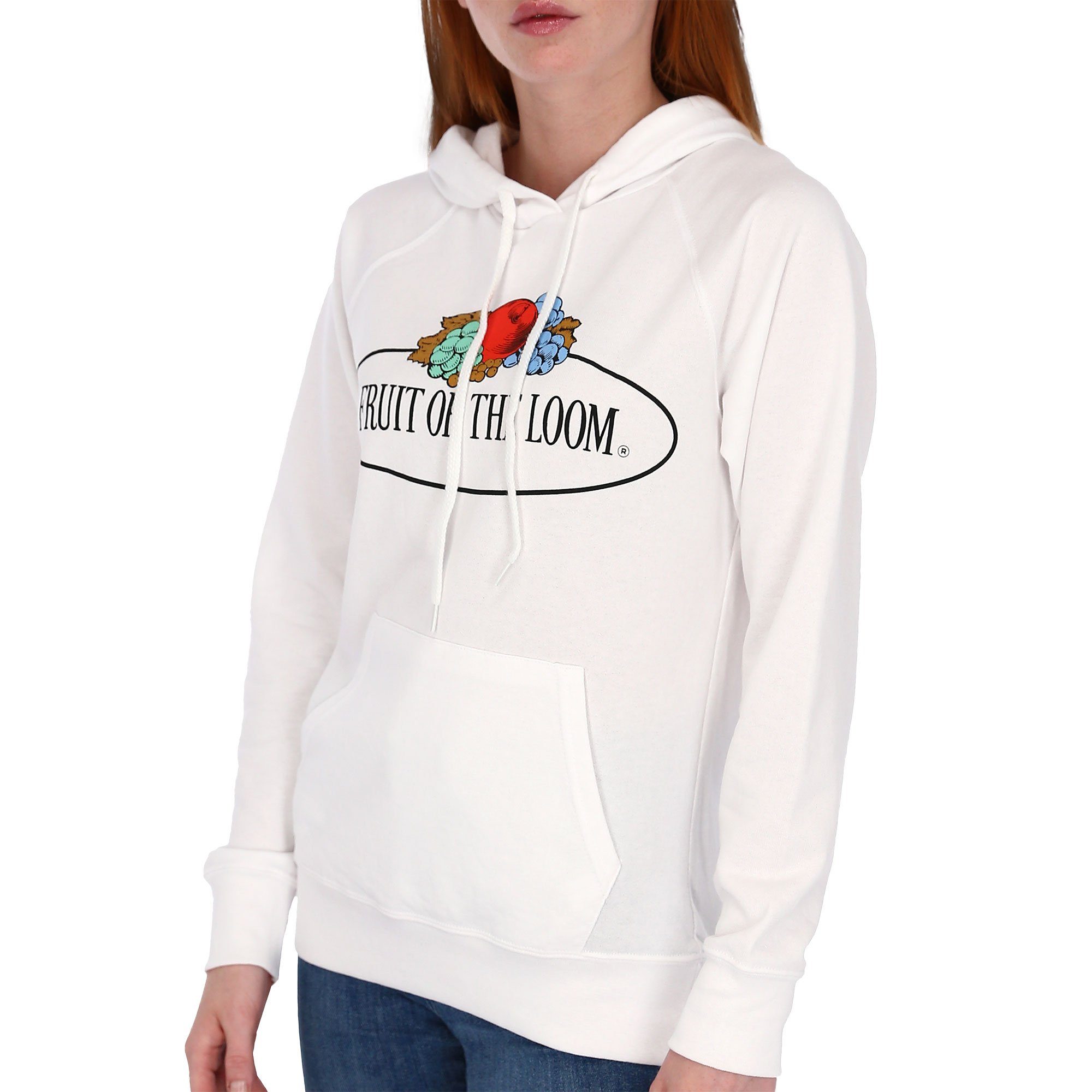 Fruit of the Loom Kapuzensweatshirt leichter Damen Kapuzenpullover mit Vintage-Logo