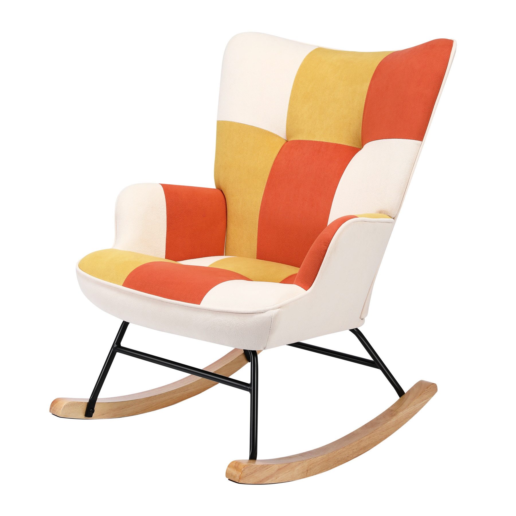 HomeMiYN Schaukelstuhl Patchwork Sessel Schwingsessel Relaxstuhl günstig online kaufen