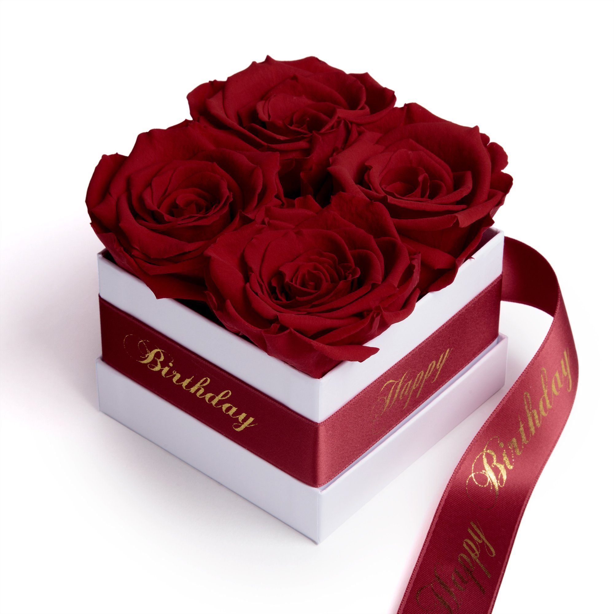 Jahre ROSEMARIE Infinity Kunstblume Höhe Happy echte haltbar SCHULZ 3 dunkelrot Rose, Rosen Geschenk cm, 8.5 Geburtstag Frauen Heidelberg, Birthday für Rosenbox