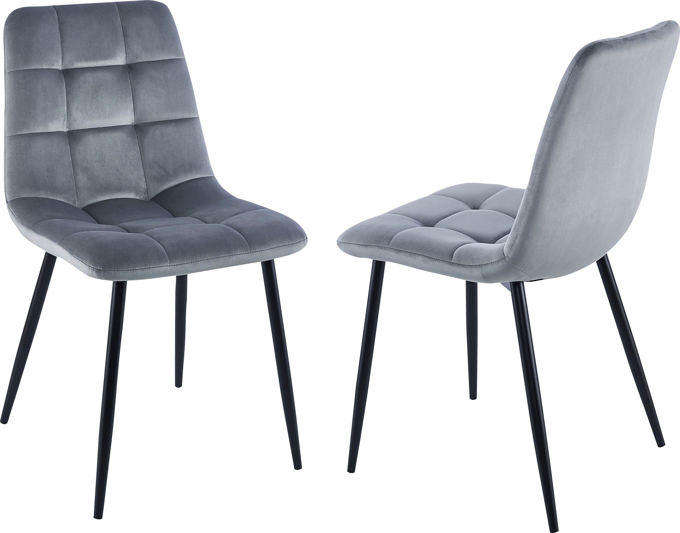 Homexperts Esszimmerstuhl Kelly (Set, 2 St), Bezug in Samtstoff grau | Stühle