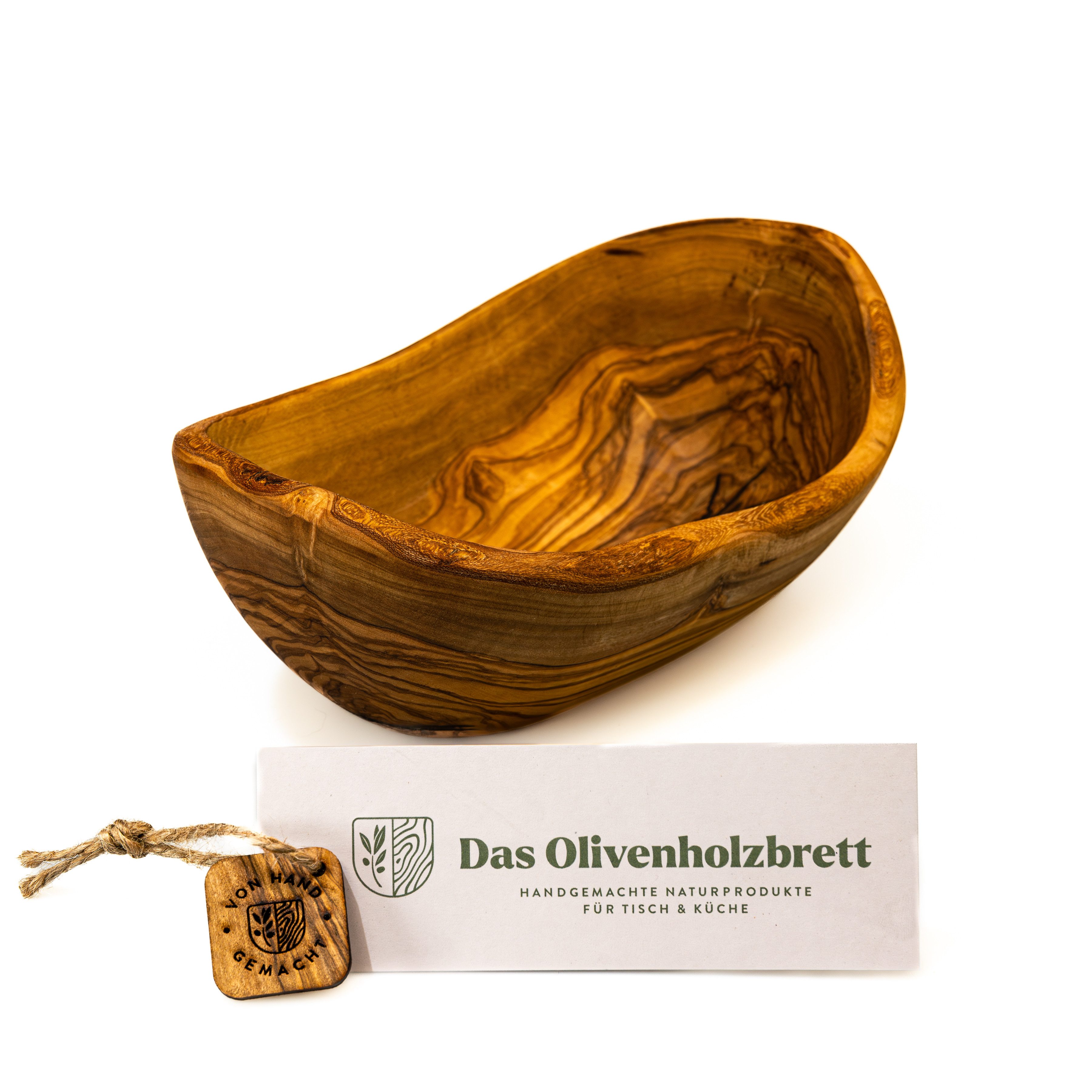dasOlivenholzbrett Brotschale Baguetteschale aus Olivenholz, mit Naturrand
