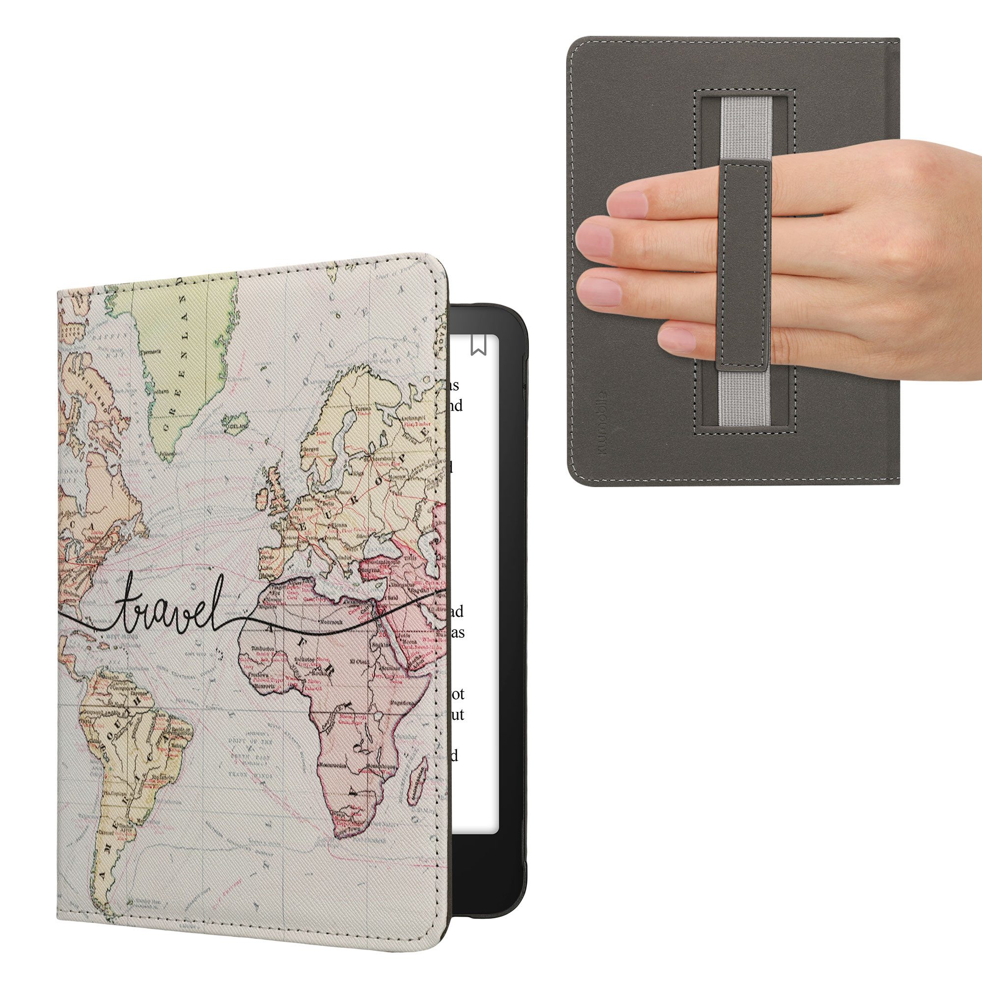 kwmobile E-Reader-Hülle Schutzhülle für Amazon Kindle Paperwhite (2024)/Colorsoft Hülle, eReader Flip Case mit Handschlaufe und Auto Sleep Funktion