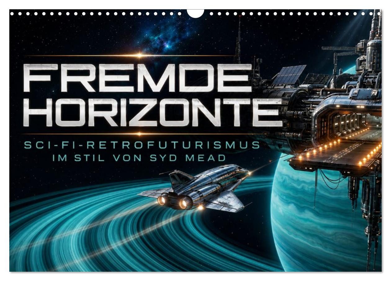 CALVENDO Wandkalender Fremde Horizonte – Sci-Fi-Retrofuturismus im Stil von Syd Mead (Wandka