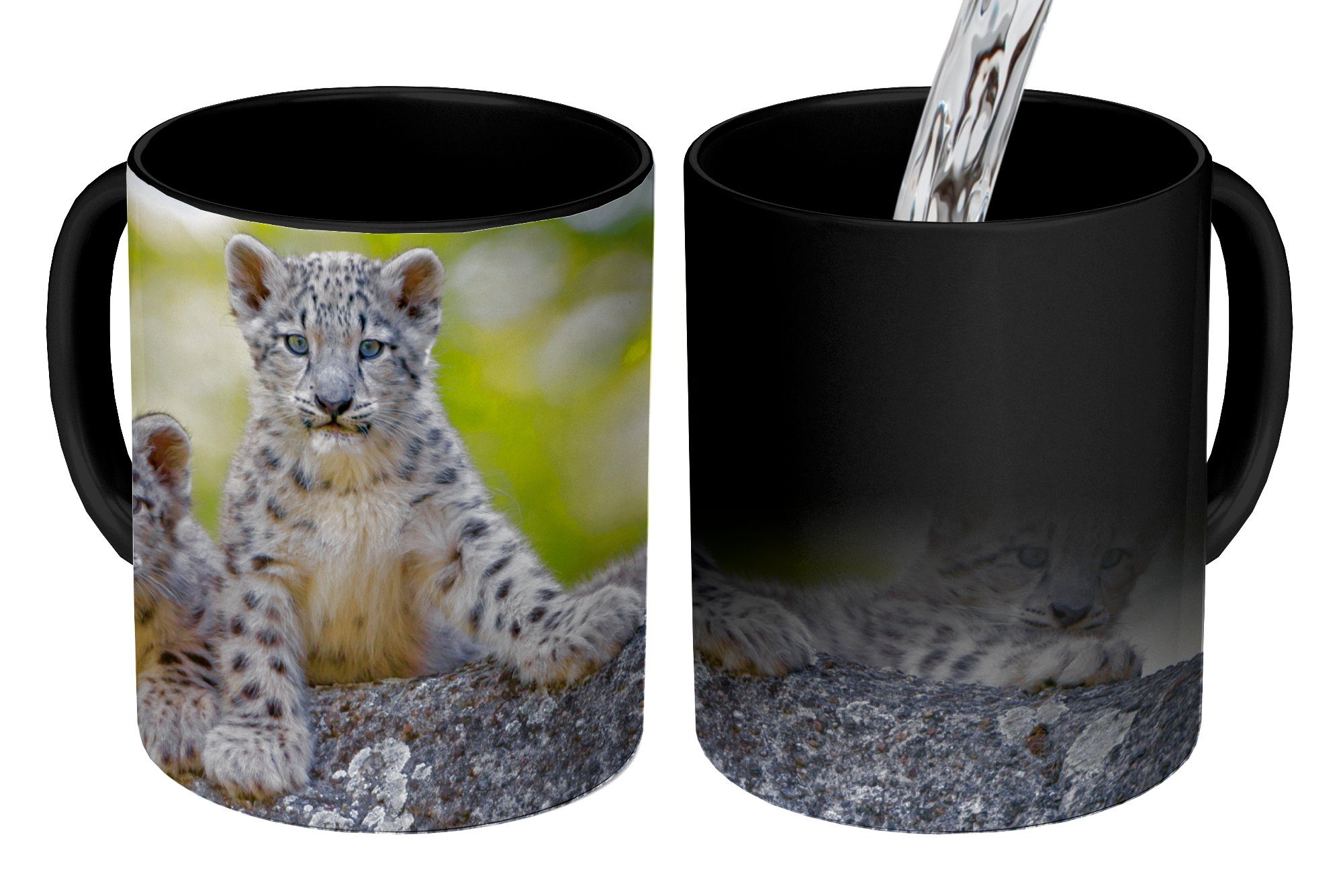 MuchoWow Tasse Leopard - Jungtiere - Steine, Keramik, Farbwechsel, Kaffeetassen, Teetasse, Zaubertasse, Geschenk