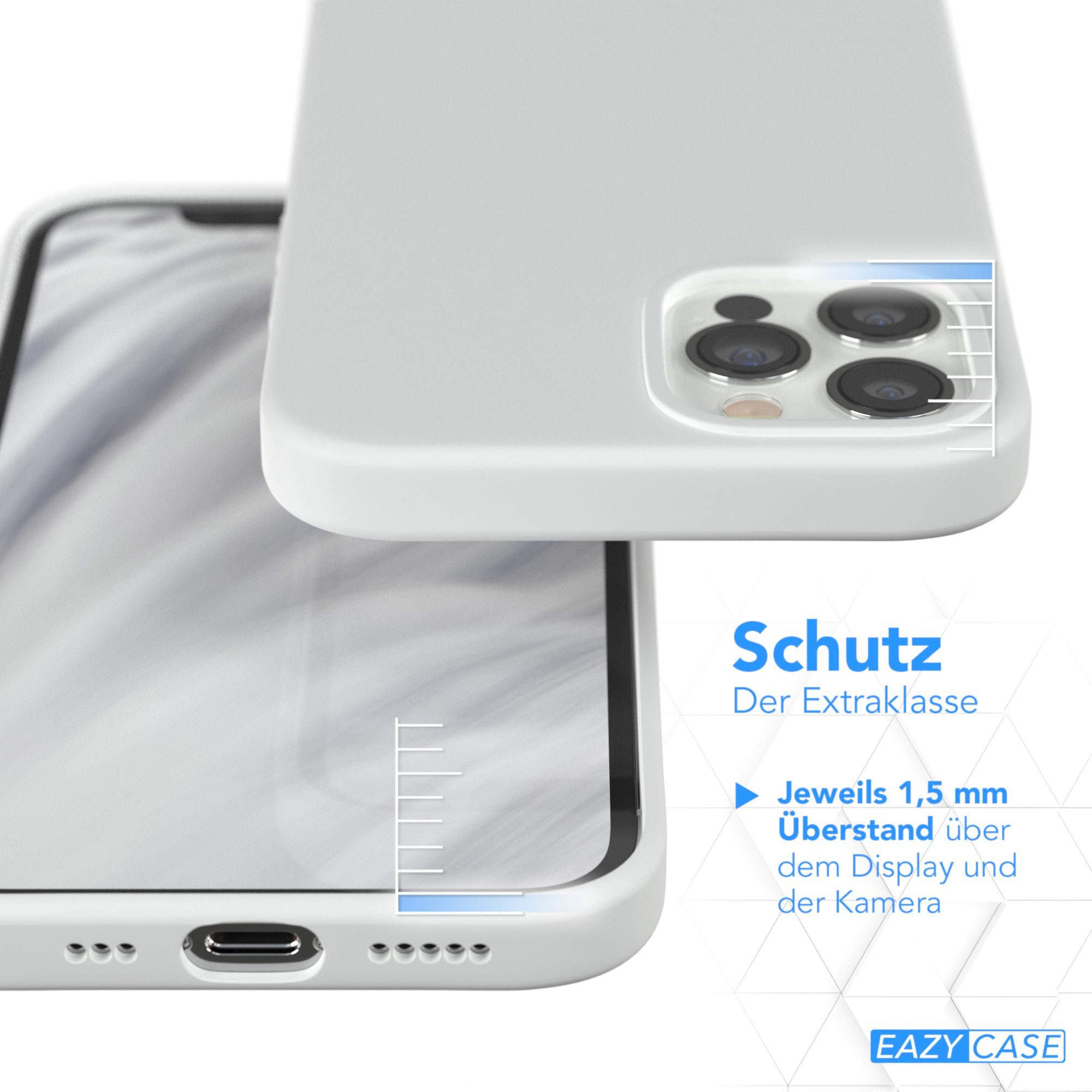 EAZY CASE Handyhülle Premium Silikon Case für iPhone 12 / iPhone 12 Pro 6,1 Zoll, Silikon Schutzhülle mit Kameraschutz kratzfest Handy Softcase Weiß