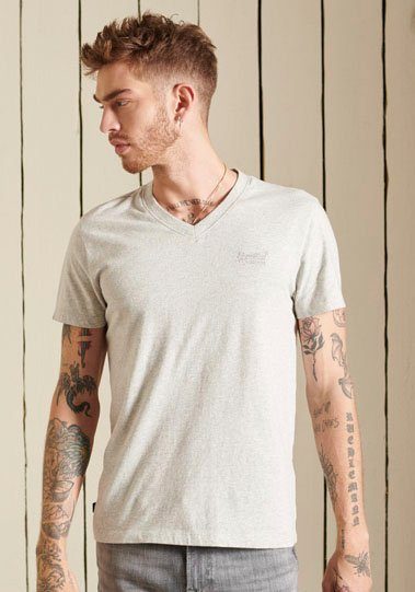 Superdry V-Shirt VINTAGE LOGO EMB VEE athletic grey marl | V-Shirts