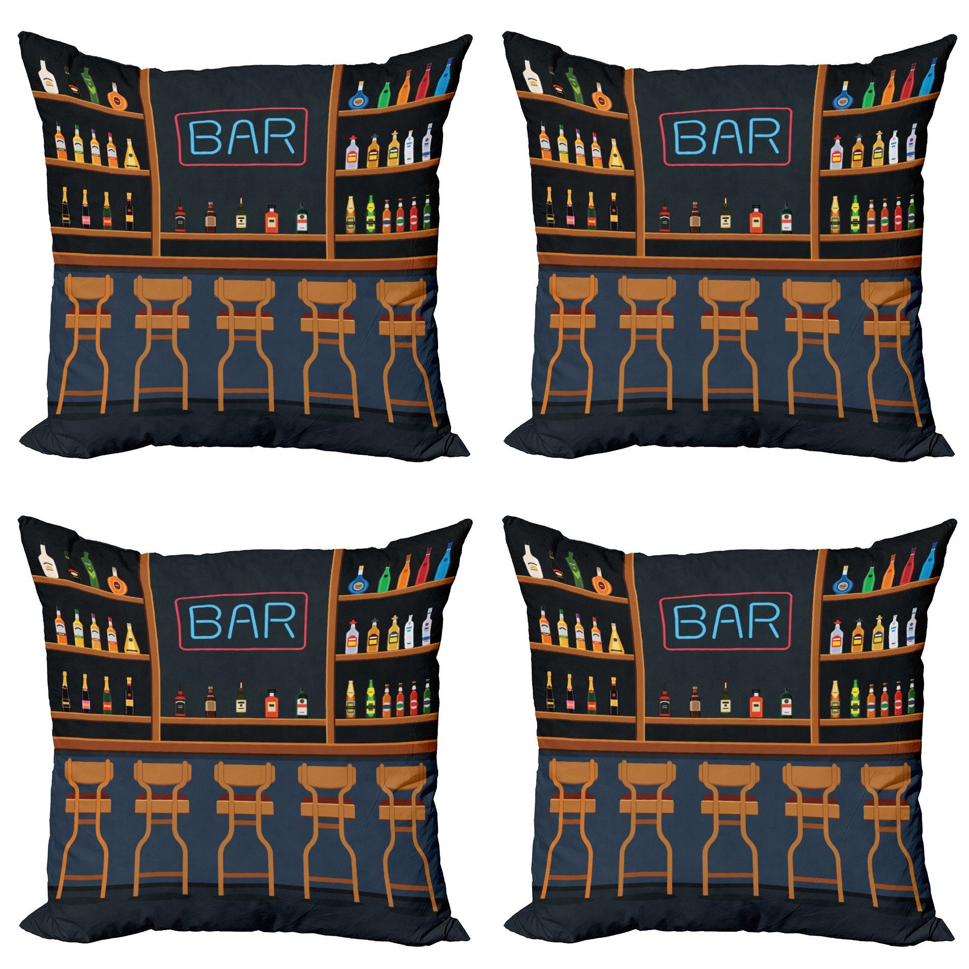 Kissenbezüge Modern Accent Doppelseitiger Digitaldruck, Abakuhaus (4 Stück), Bar Bar Stühle Cocktailflaschen