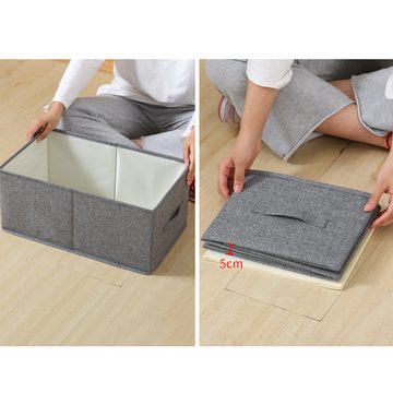 HIBNOPN Aufbewahrungsbox Aufbewahrungsbox mit Deckel Stoff Grau Stoffkiste mit Deckel Faltbare