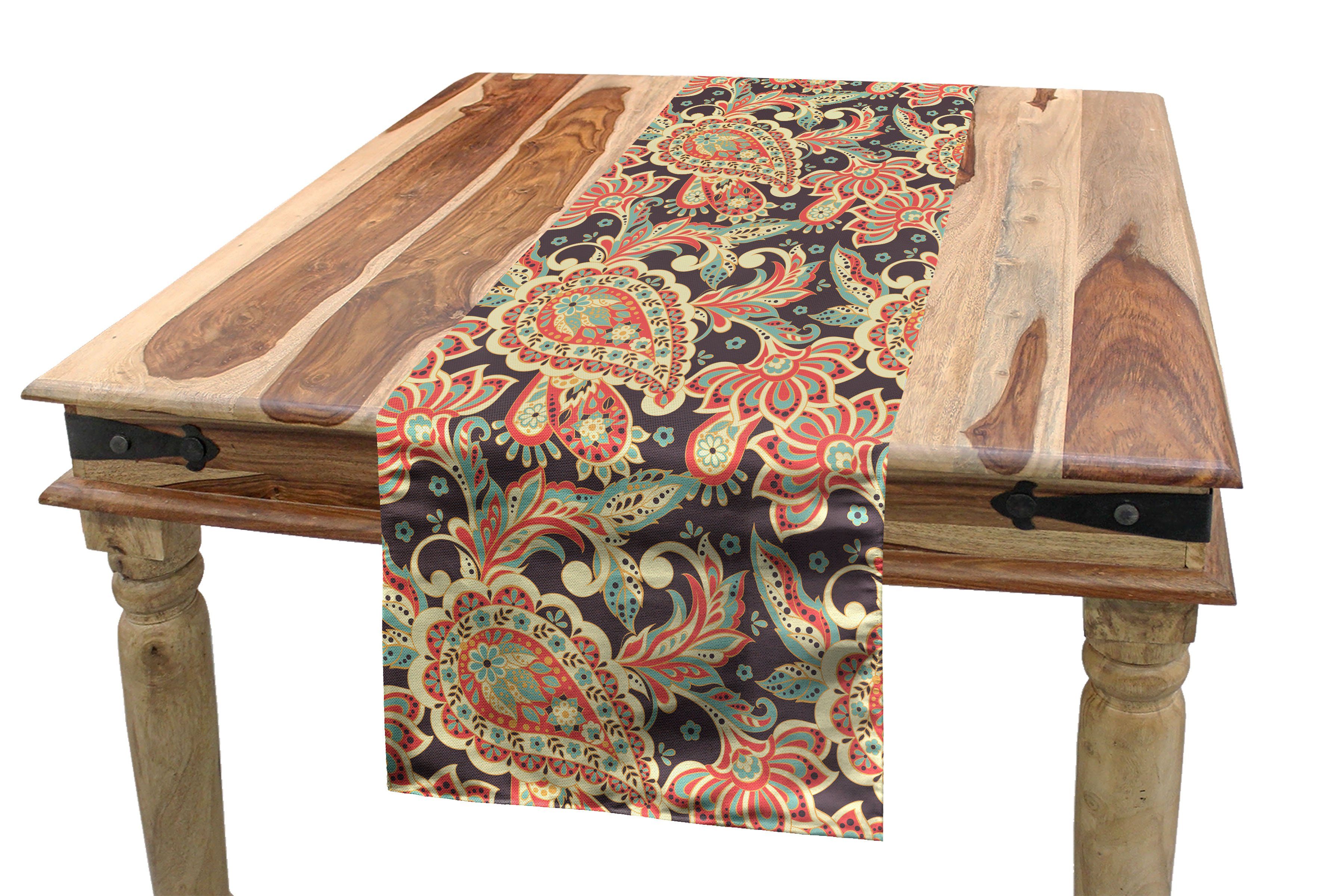 Dekorativer Tischläufer, Küche Esszimmer Vintage Batik Rechteckiger Abakuhaus Paisley Tischläufer