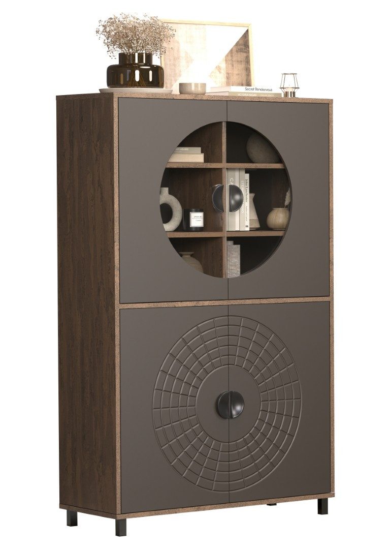 trendteam Vitrine Vitrine Fusion, Rostoptik Rusty Flow / Perlbronze ohne Beleuchtung (no-Set)
