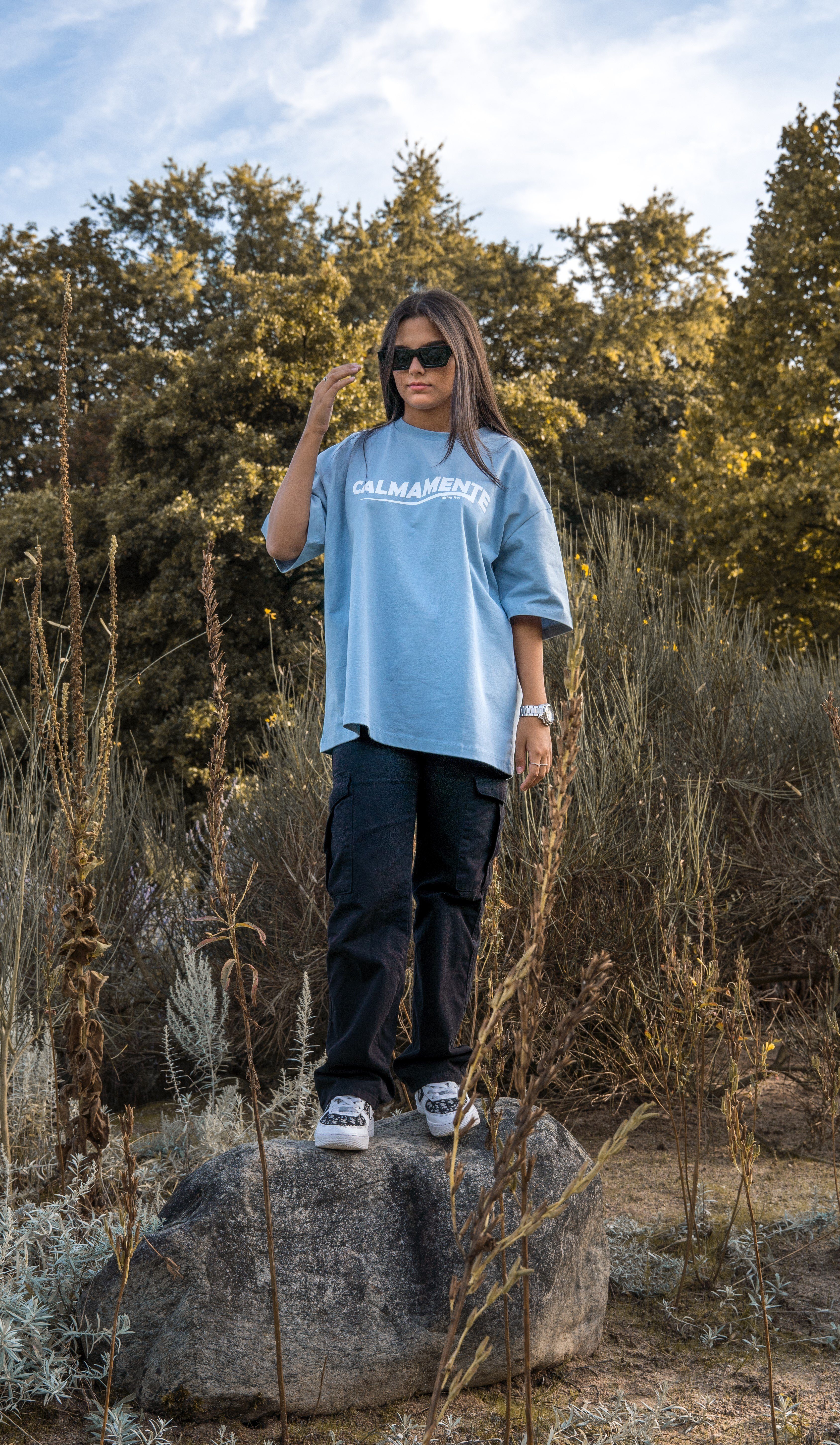 Print-Shirt Calmamente Wave T-Shirt Oversize Shirt Print Shirt