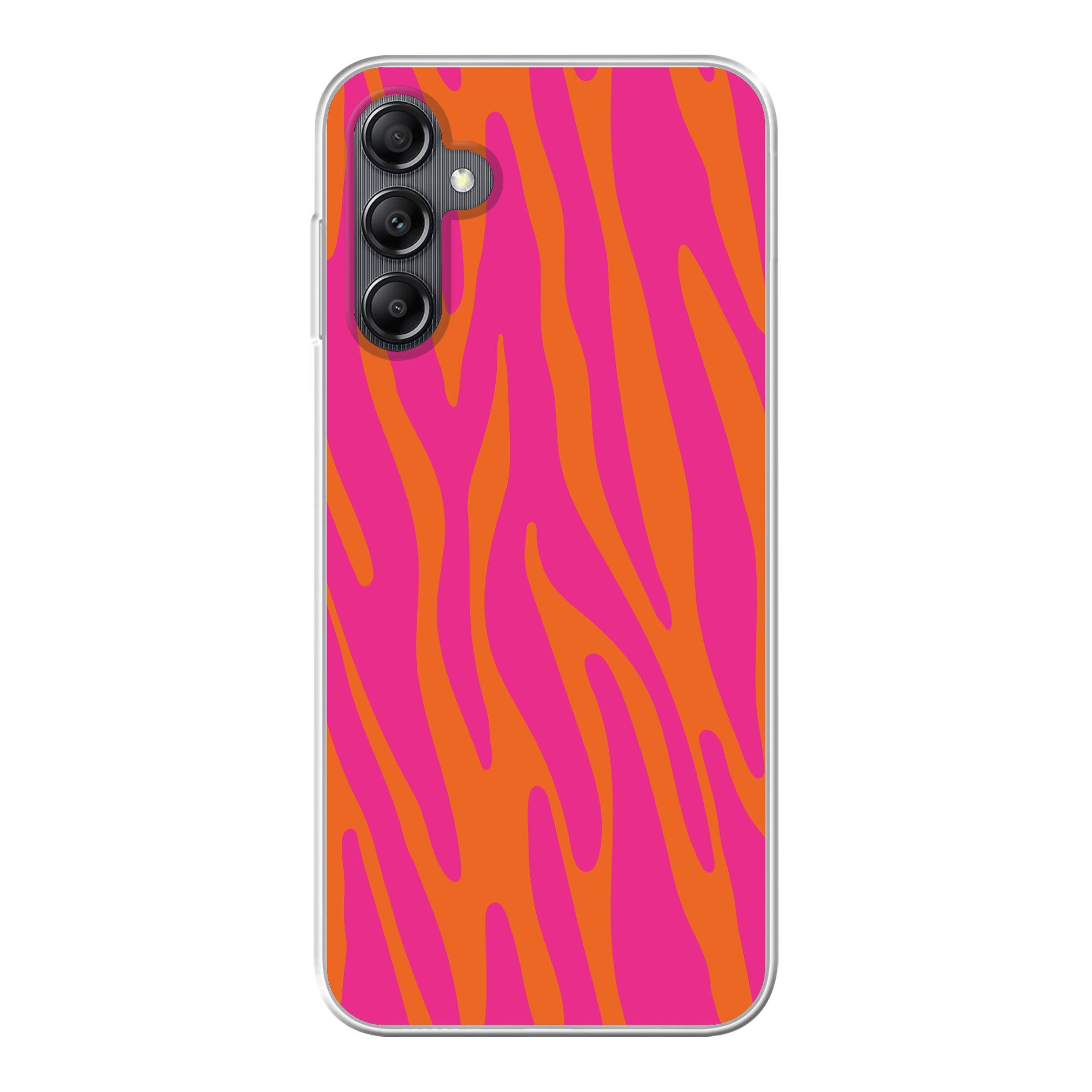MuchoWow Handyhülle für Samsung Galaxy A14 5G Zebramuster - Rosa - Orange - Tiermuster, Smartphone-Bumper, Print, Handy Schutzhülle Dünn