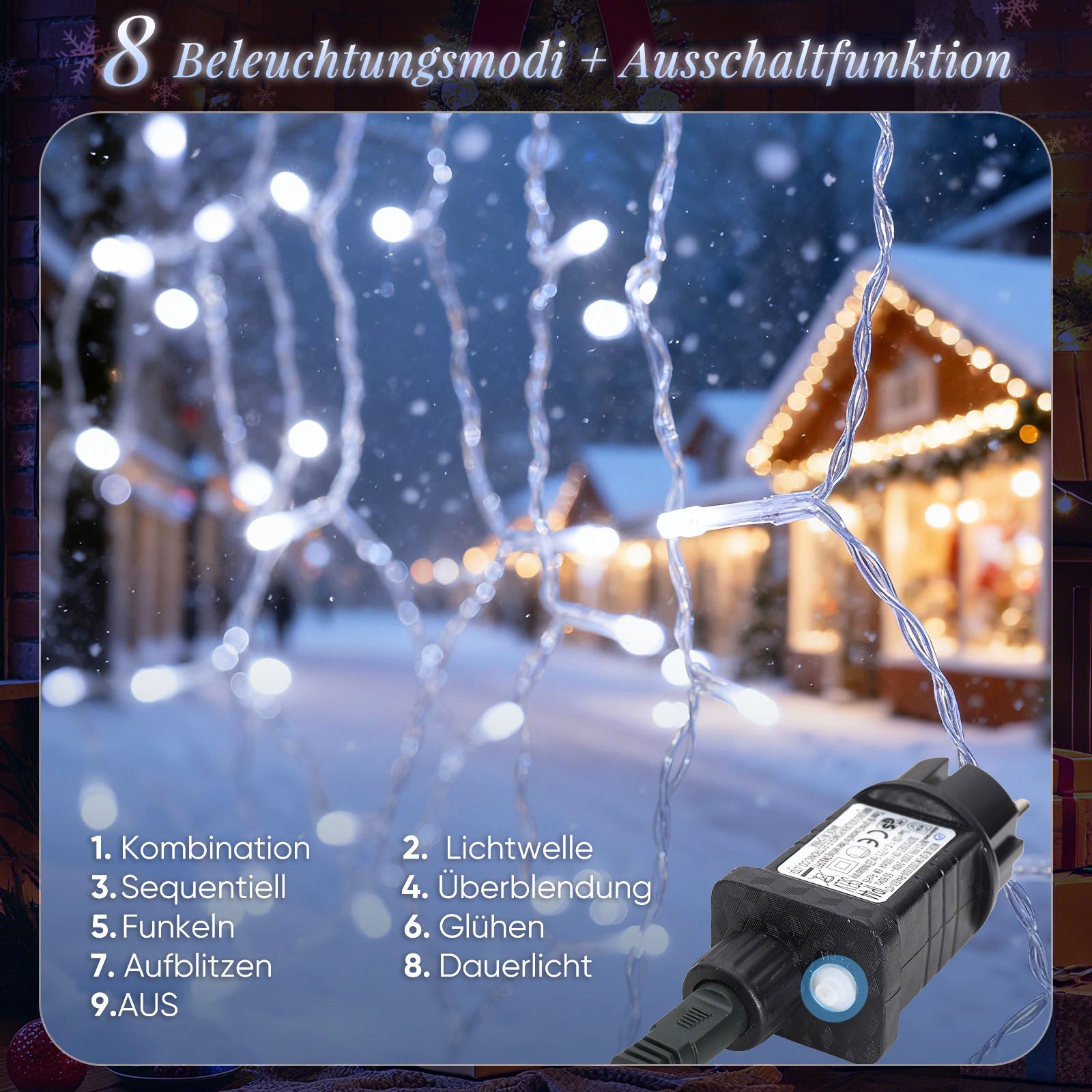 Salcar LED-Lichtervorhang LED Lichterkette Eisregenvorhang Außen, 8 Beleuch günstig online kaufen