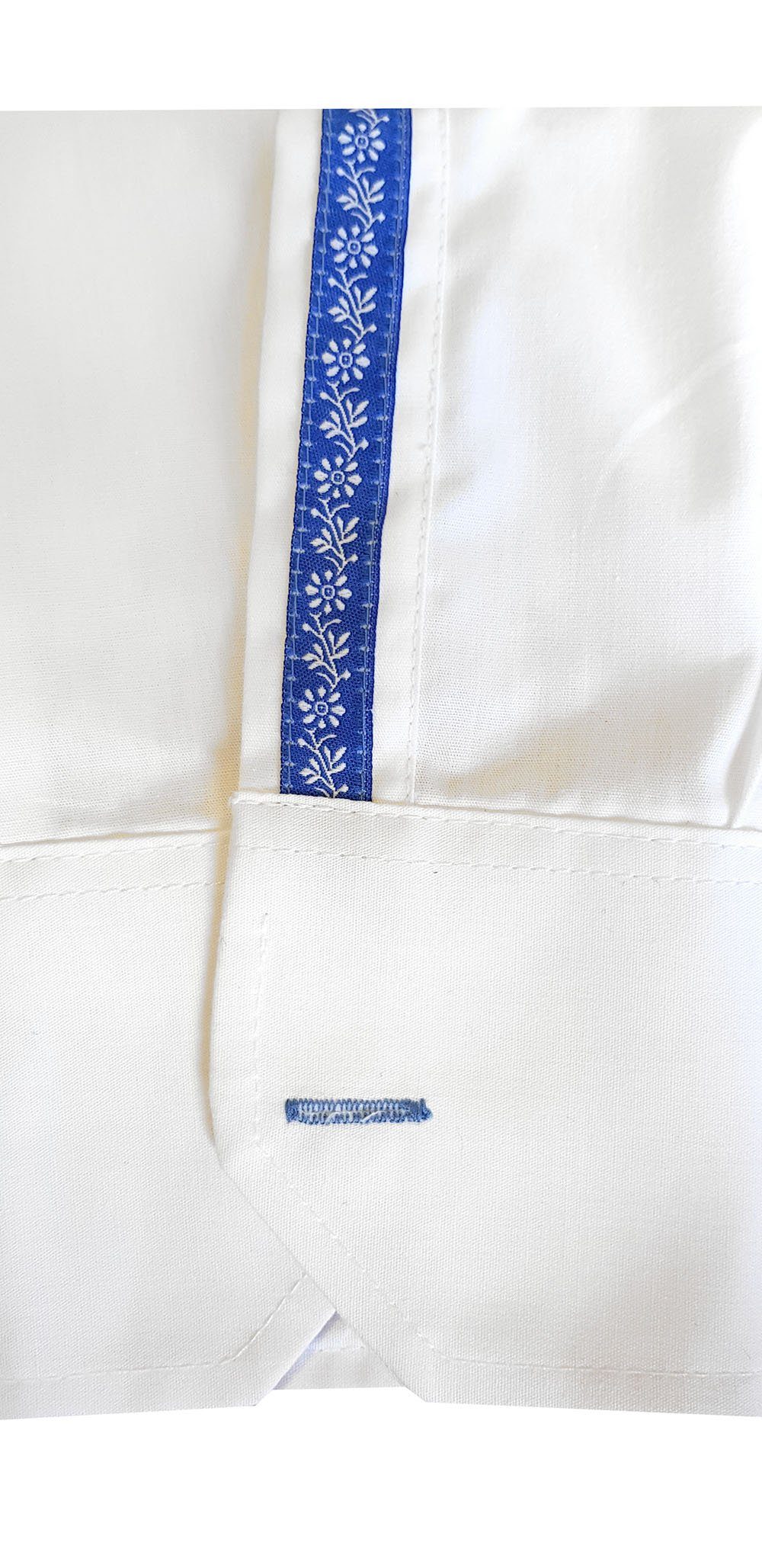 Moschen-Bayern Trachtenhemd Trachtenhemd Herren SLIM FIT Stehkragen Hirsch Langarm Weiß-Blau – Bild 4 von 5