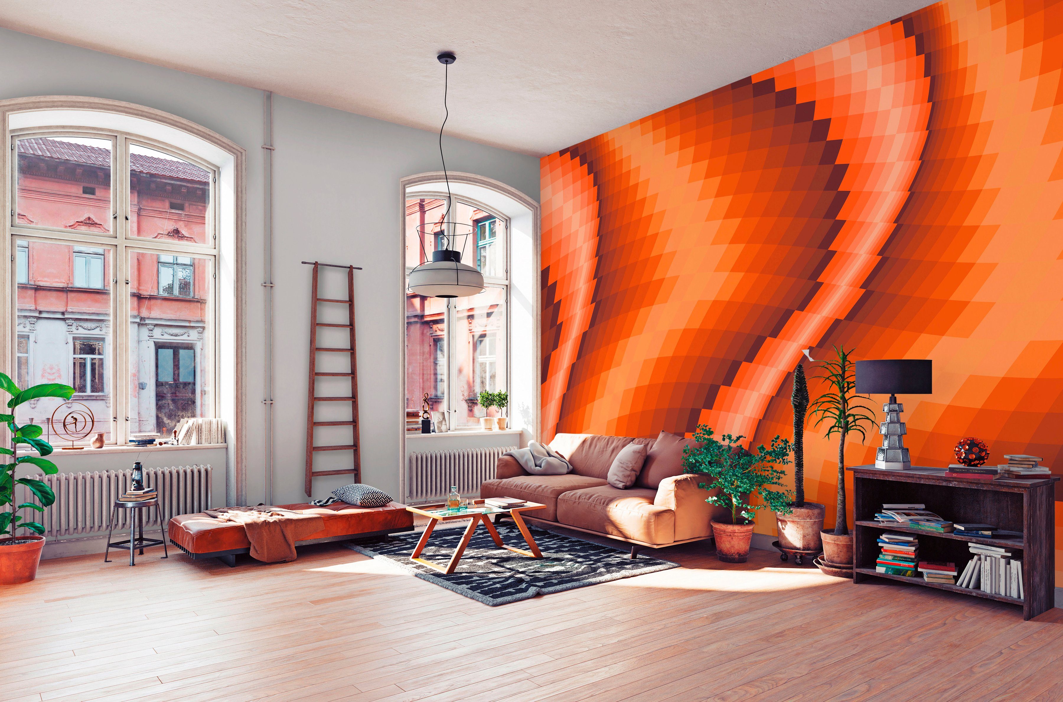 Architects Paper glatt, Schräge, Pattern Wand, Decke Vlies, 3D-Optik, 1, St), (6 rot/hellorange/creme 47 Fototapete Atelier