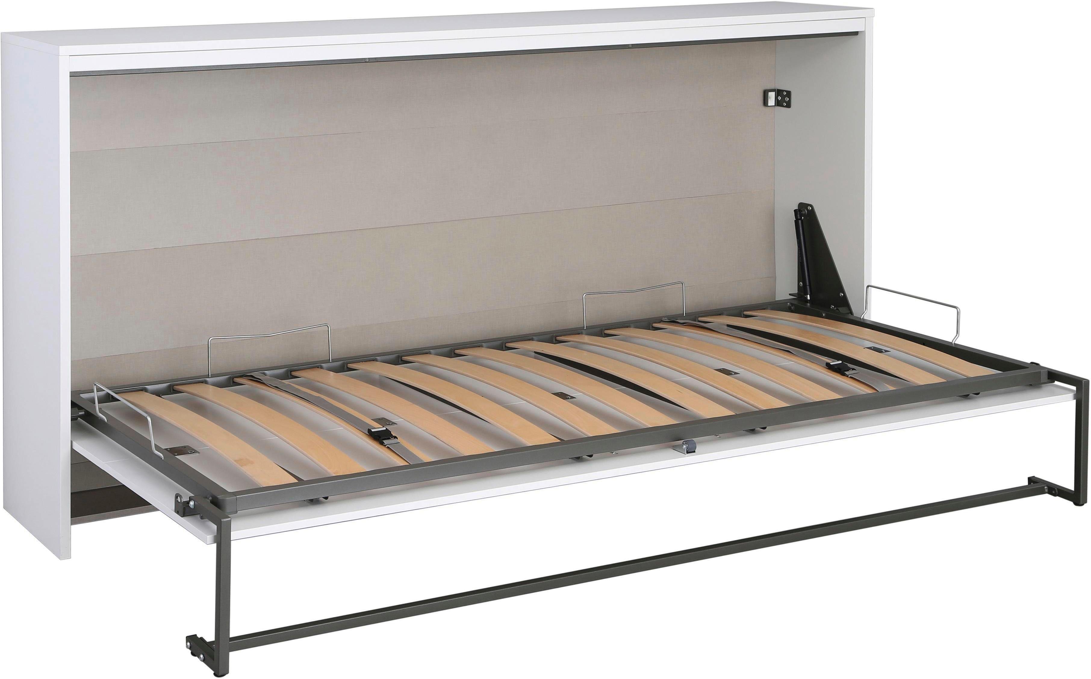 rauch Schrankbett Bett Einzelbett Klappbett Gästebett Ausziehbett ALBERO (inklusive Lattenrost, Größe: 90x200 cm) besonders platzsparend, ausziehbar mit Metallf – Bild 3 von 5