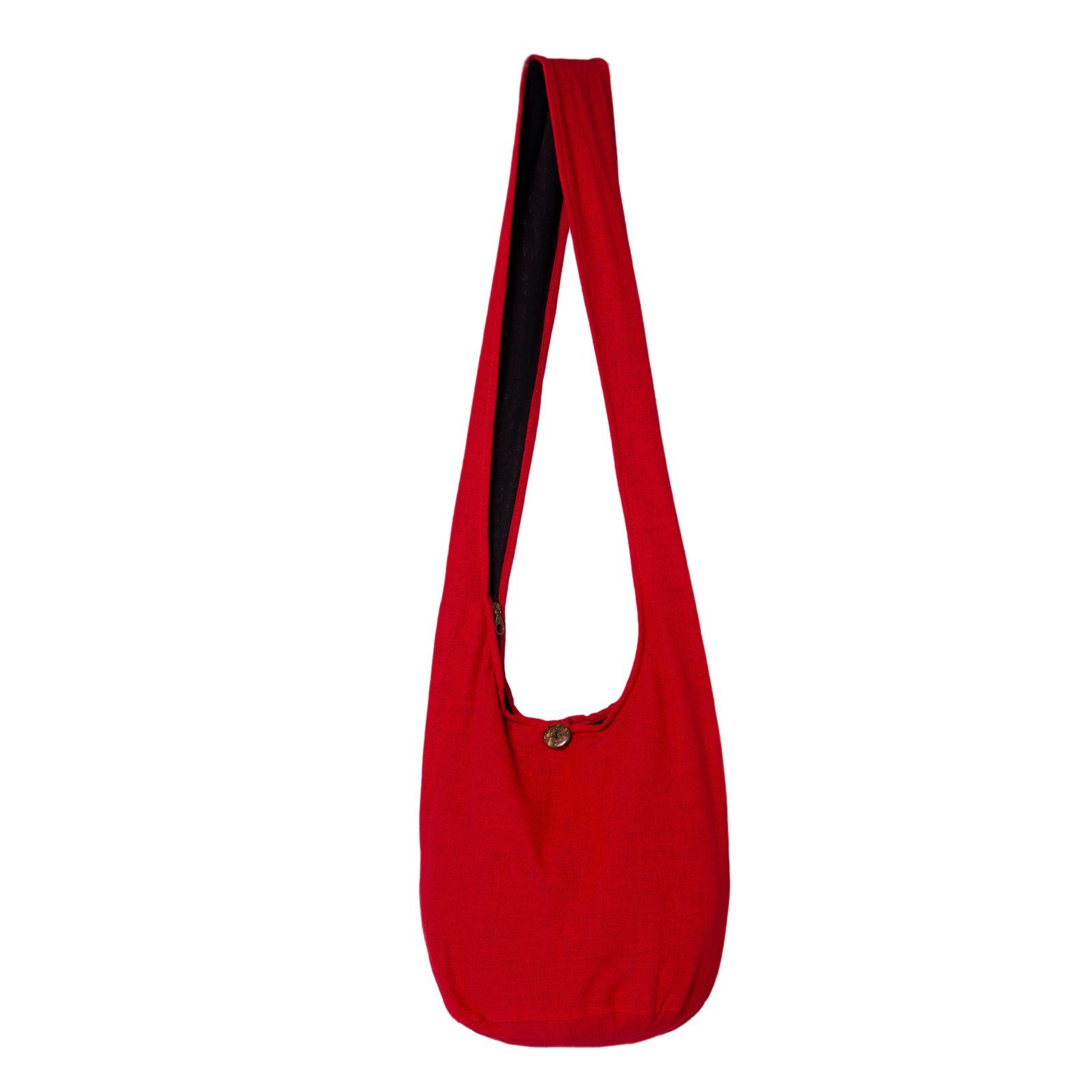 PANASIAM Beuteltasche Schulterbeutel einfarbig Schultertasche aus 100% Baumwolle in 2 Größen, Umhängetasche auch als Wickeltasche Handtasche oder Strandtasche Rot