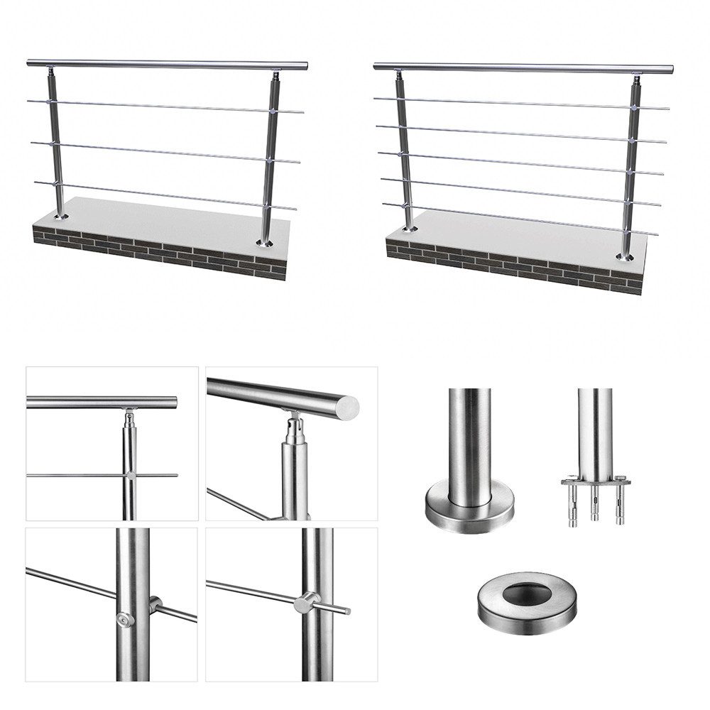 duschspa Treppengeländer Geländer Edelstahl Handlauf 80-240cm Außentreppe 3 günstig online kaufen