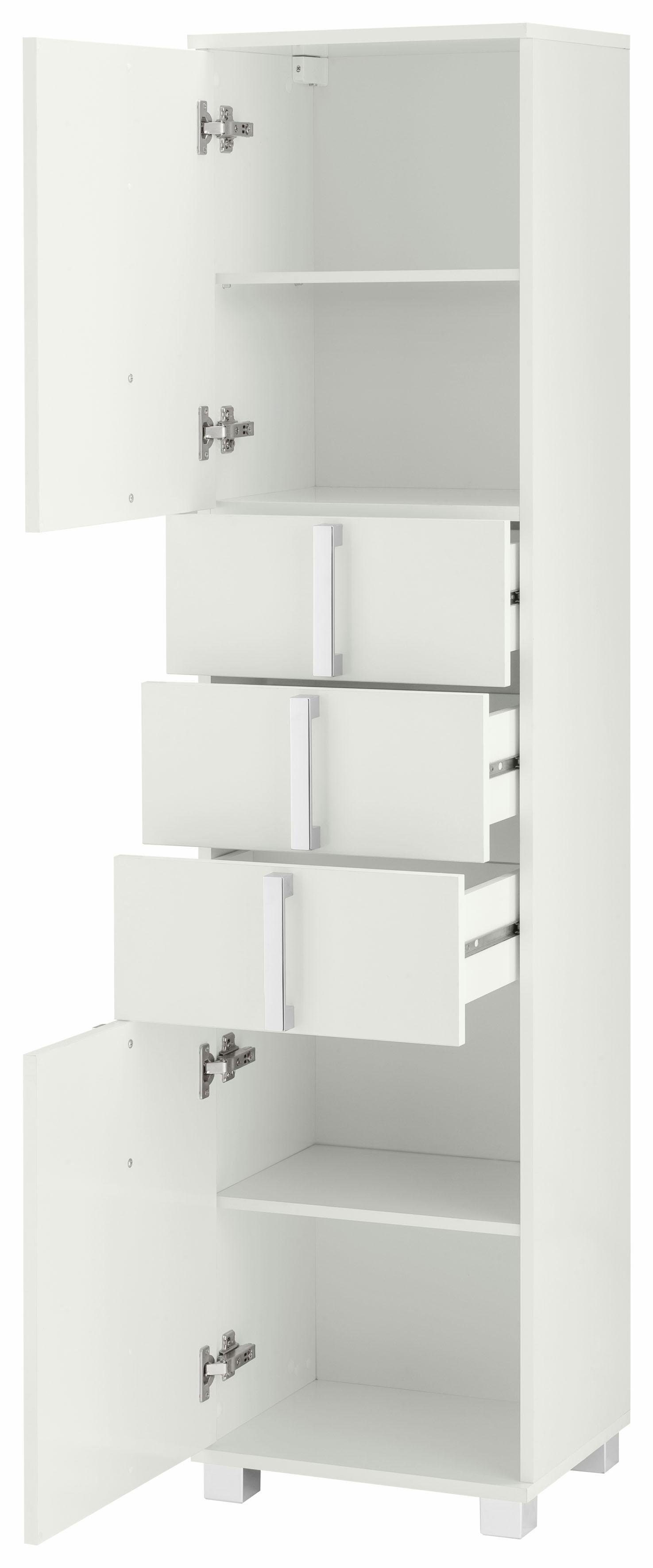 Schildmeyer Hochschrank Kampen Metallgriffen, Soft-Close-Funktion 163,7 cm, weiß mit glanz Höhe Türen mit