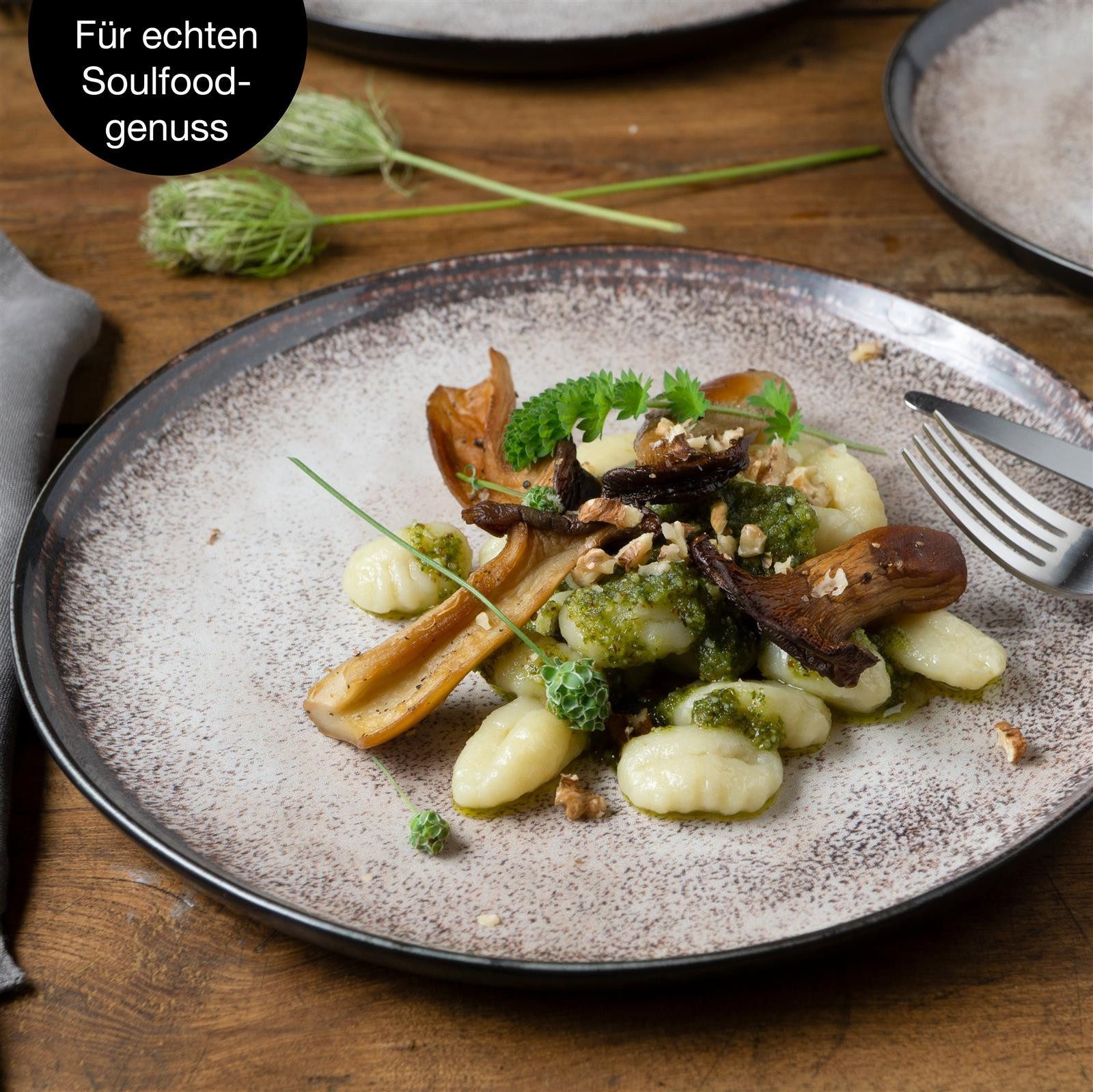 Moritz & Moritz Geschirr-Set VIDA Dinnerteller für 6 Personen Beige (6-tlg), 6 Personen, Porzellan, Speiseteller Geschirrset für 6 Personen – Bild 5 von 5