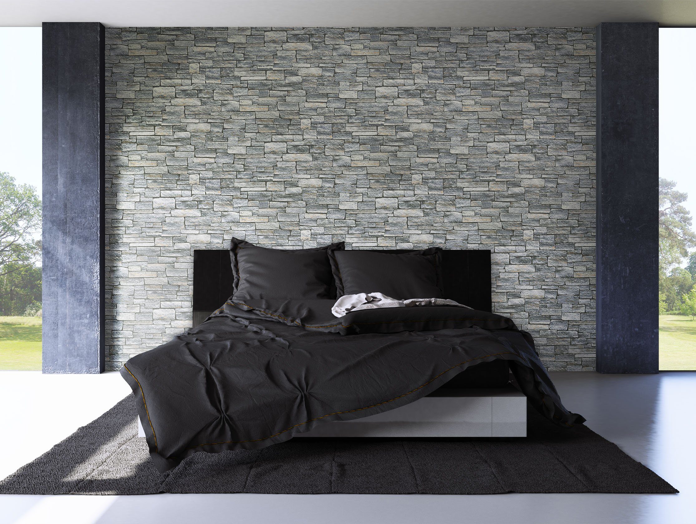 Newroom Vliestapete Grau Tapete Ziegelstein Mauer,Stein, Steintapete Grau Ziegelstein Backstein Mauerwerk Klinker Tapete Steinoptik Wohnzimmer Schlafzimmer Flur, Backstein