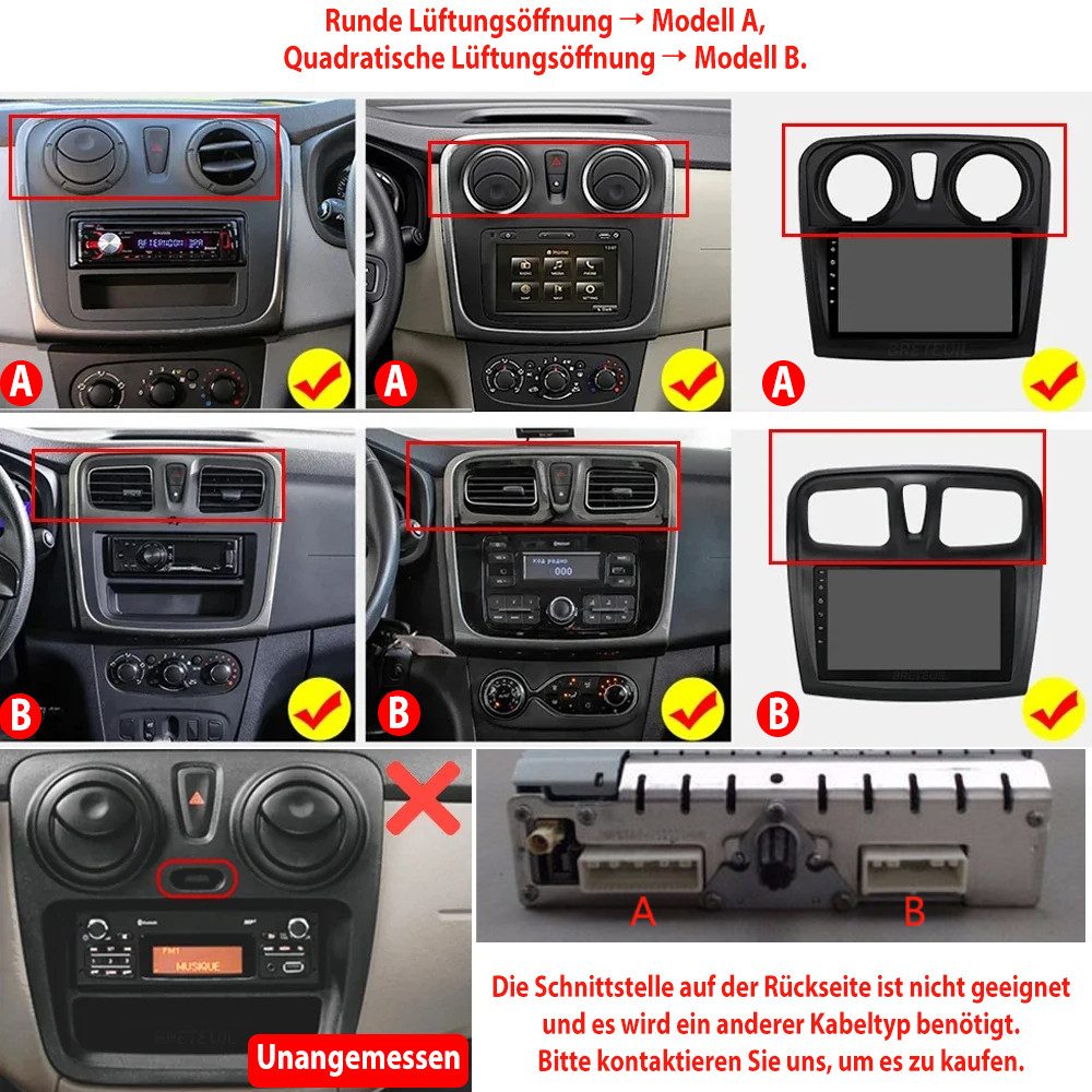 ESSGOO Für Dacia Duster Sandero 2 Logan 2 Dokker Autoradio Mit usb type-c Autoradio (RDS, 4+64GB optional, Digitalradio (DAB), FM, AM, Apple Carplay Android Auto GPS Navi WIFI BT)