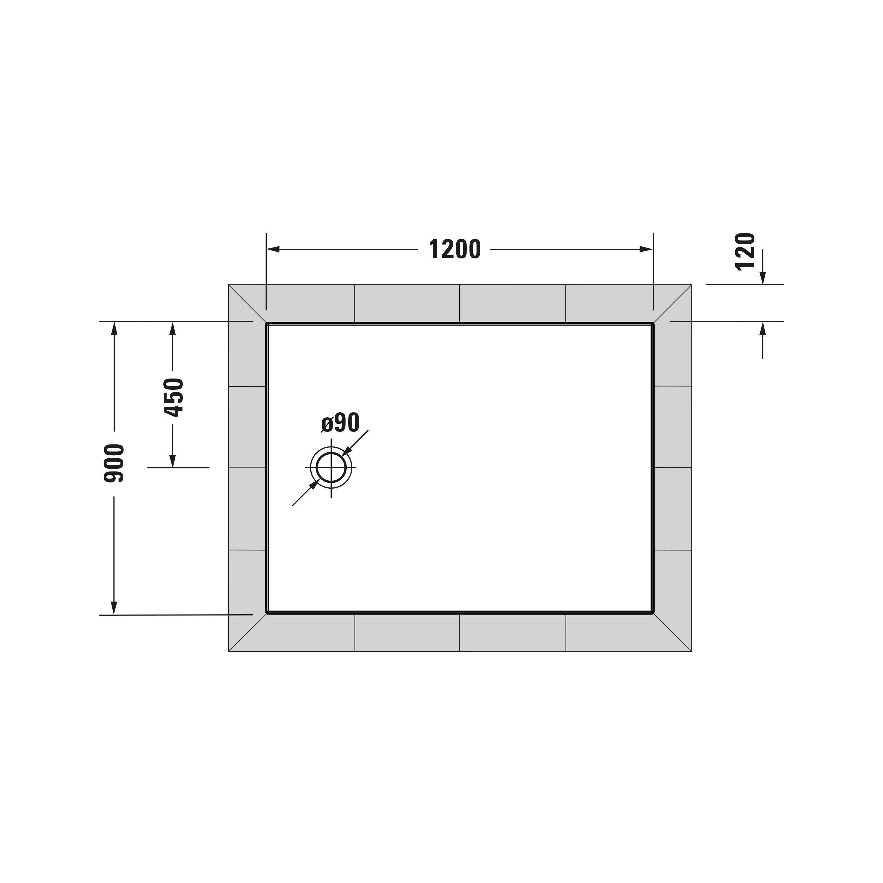 Duravit Duschwanne bodenbündig Tempano 1200 x 900 mm Rechteck Weiß, rechteckig
