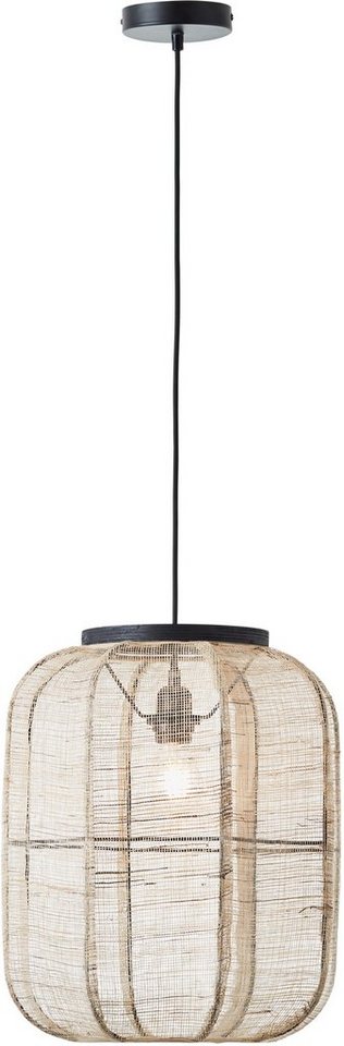 Rouez, Hängelampe Schirm Holz Pendelleuchte aus mit Durchmesser, 36cm Textil ohne Home Leuchtmittel, und affaire