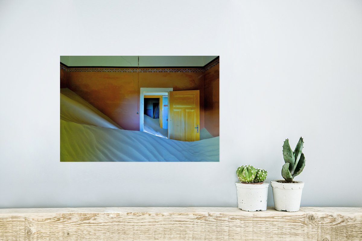 Ohne Wandbild, Wüste (1 Poster, Architektur, für Sand St), - Tür Wandposter - Poster MuchoWow Rahmen Wohnzimmer, -