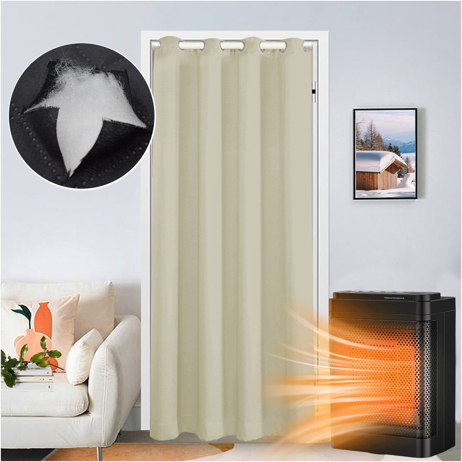 Jibenhome Türvorhang Thermovorhang Kälteschutz Türvorhang mit Ösen, Wärmeis günstig online kaufen