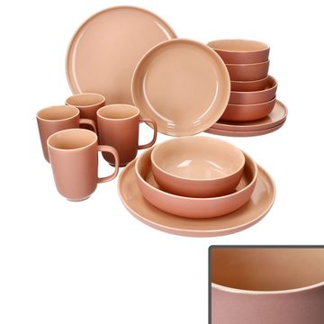 Ritzenhoff & Breker Kombiservice 16tlg Kombiservice Jasper Puder Steingut 4 Personen Becher Schalen, Steingut