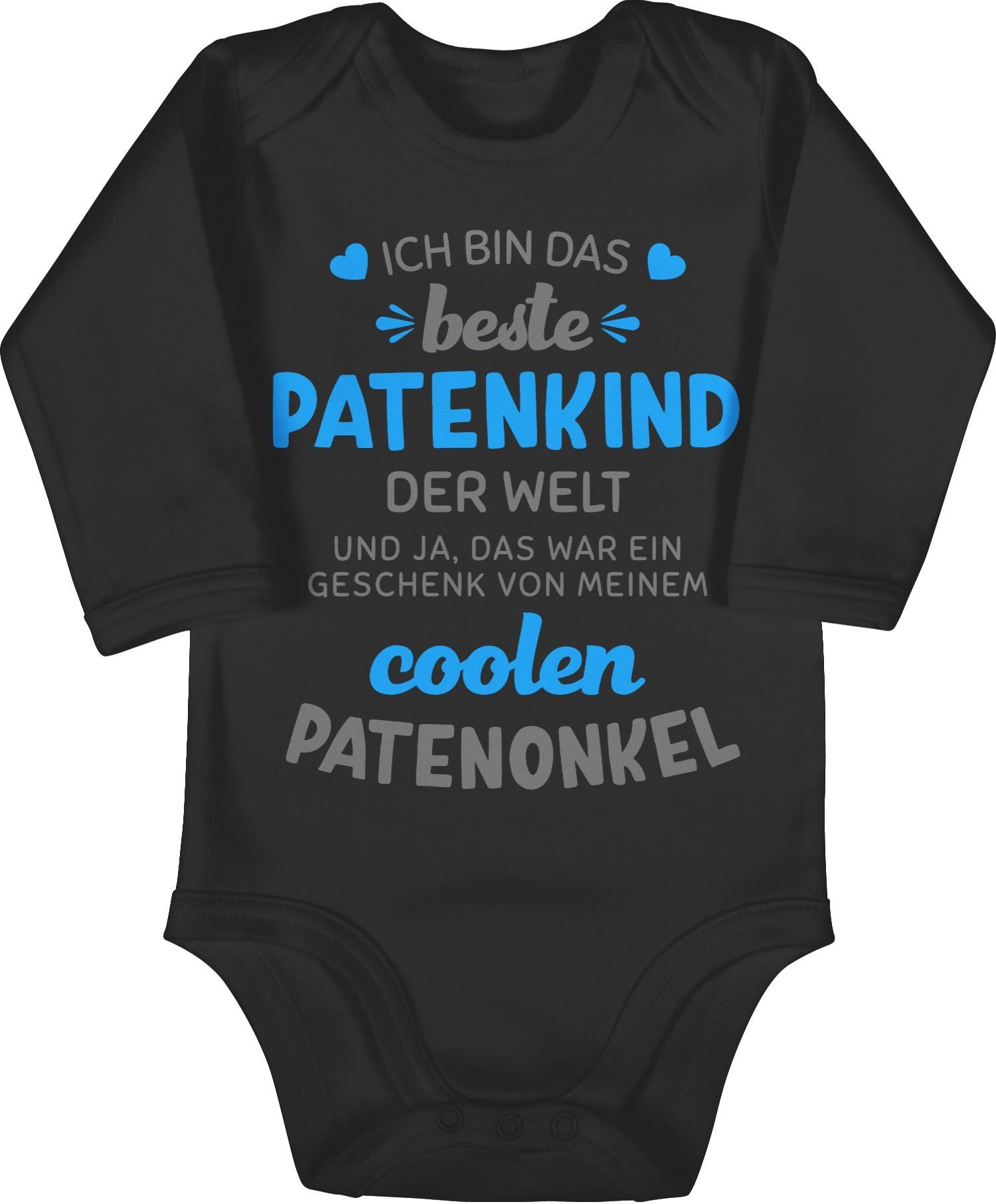 Shirtracer Shirtbody Ich bin das beste Patenkind der Welt grau/blau Patenonkel Baby 3 Schwarz