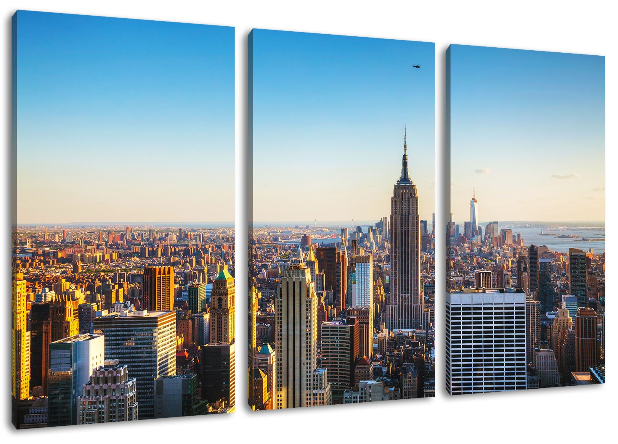 Pixxprint Leinwandbild Empire State Building in New York, Empire State Building in New York 3Teiler (120x80cm) (1 St), Leinwandbild fertig bespannt, inkl. Zackenaufhänger