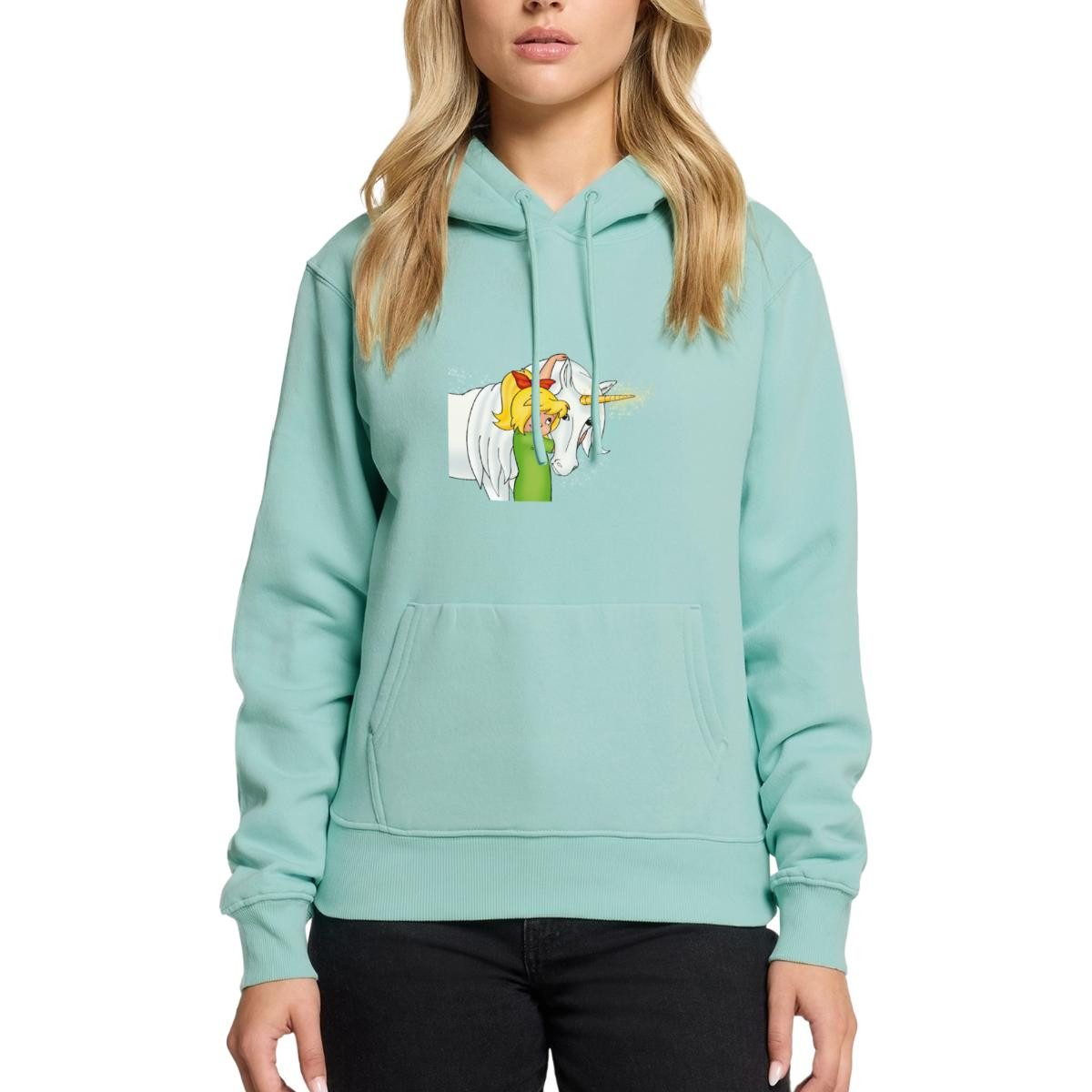 Spreadshirt Hoodie Bibi Blocksberg Mit Einhorn Goldhörnchen Damen Premium Hoodie (1-tlg)