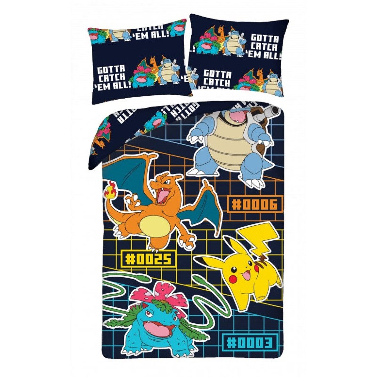 POKÉMON Bettwäsche 140 × 200 cm Mikrofaser Bettbezug Kissenbezug 70 × 90 cm, Mikrofaser