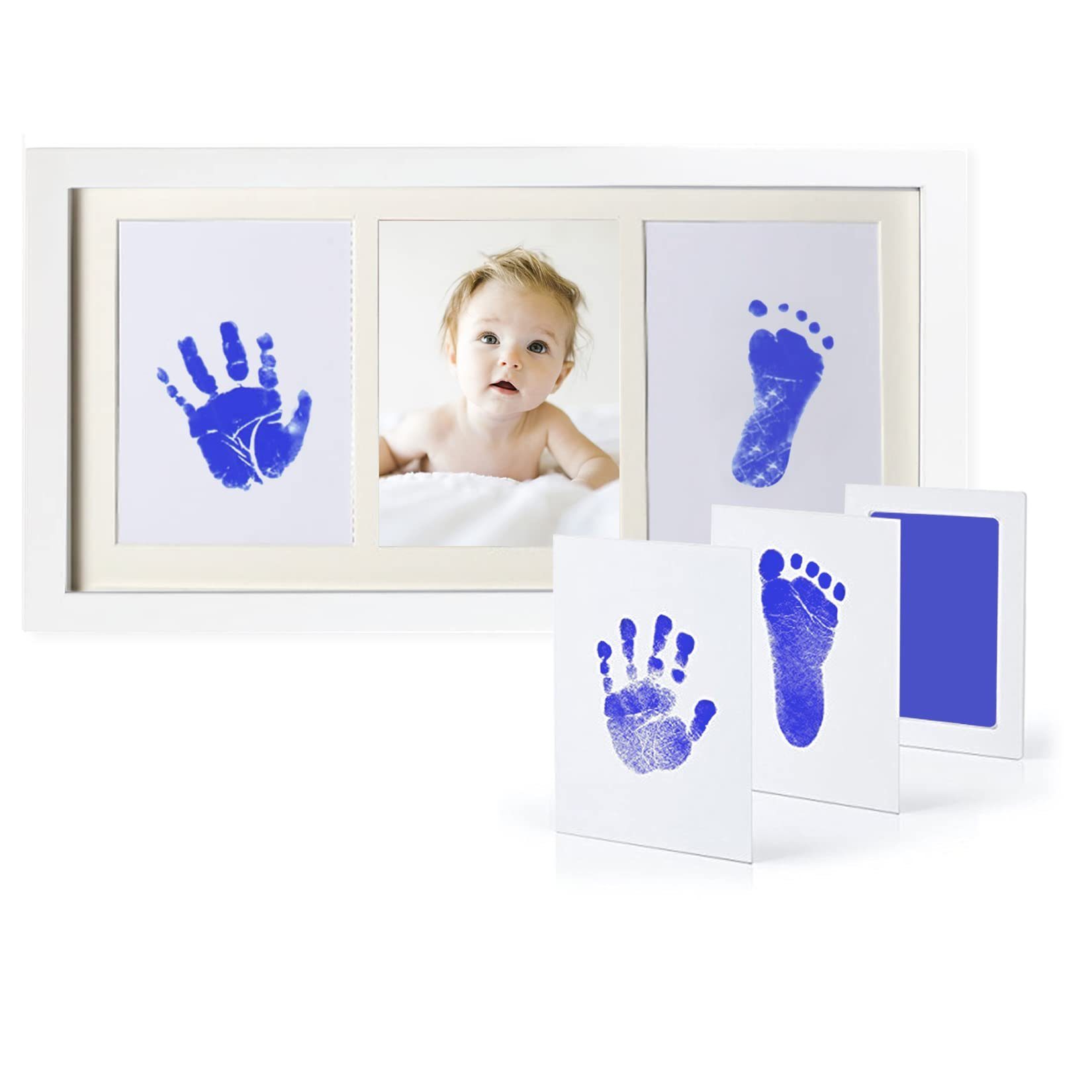 wertvoller Bilderrahmen aus Holz als Andenken für die ersten Jahre Ihres Kleinkindes Baby Handabdruck und Fußabdruck Fotoalbum mit umweltfreundlichem Ton