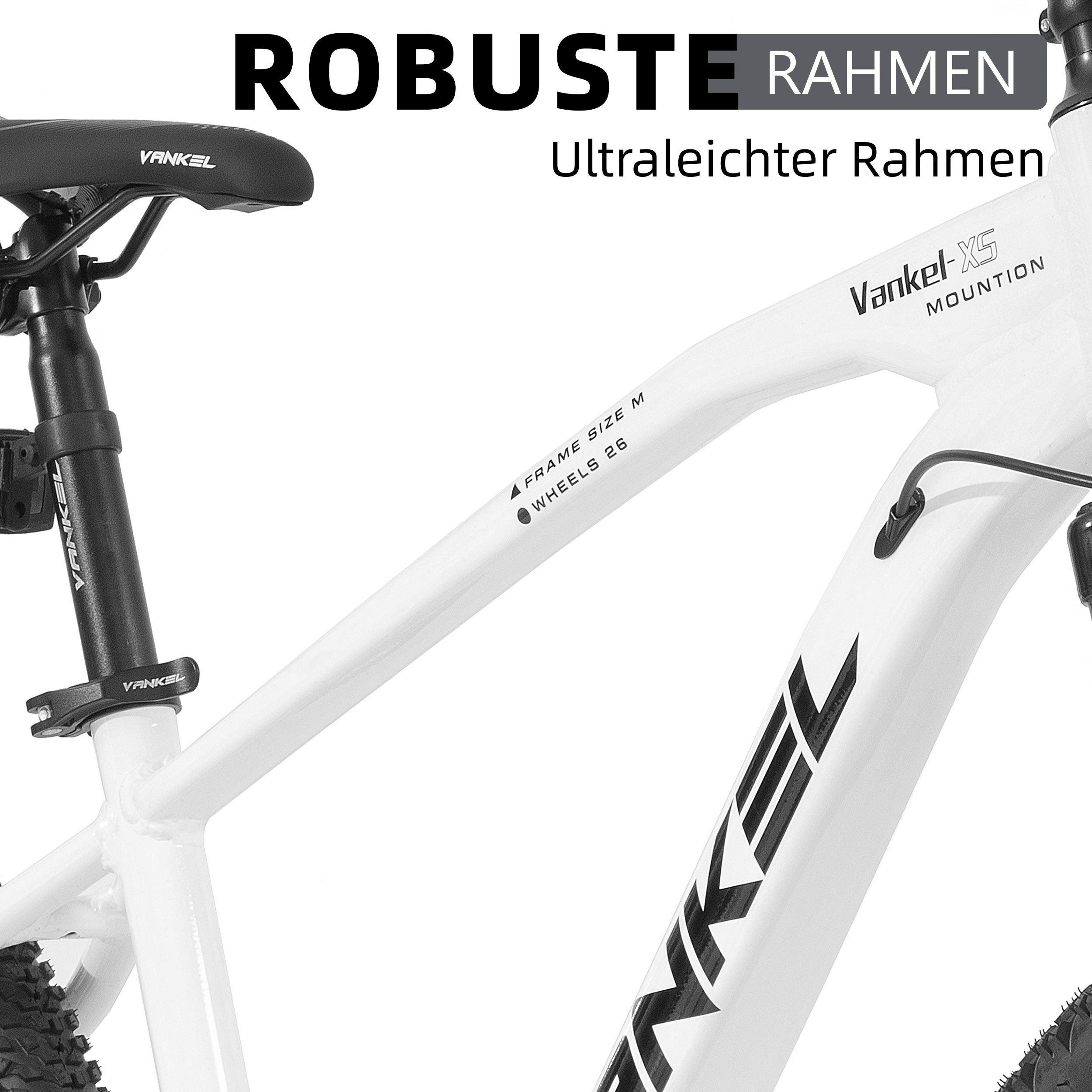 Vankel Mountainbike 29 Zoll MTB mit Aluminiumrahmen, geeignet für 165 cm-195 cm, 21 Gang, Hochwertige Alu-Rahmen, Fahrrad mit MTB Reifen und Sattel