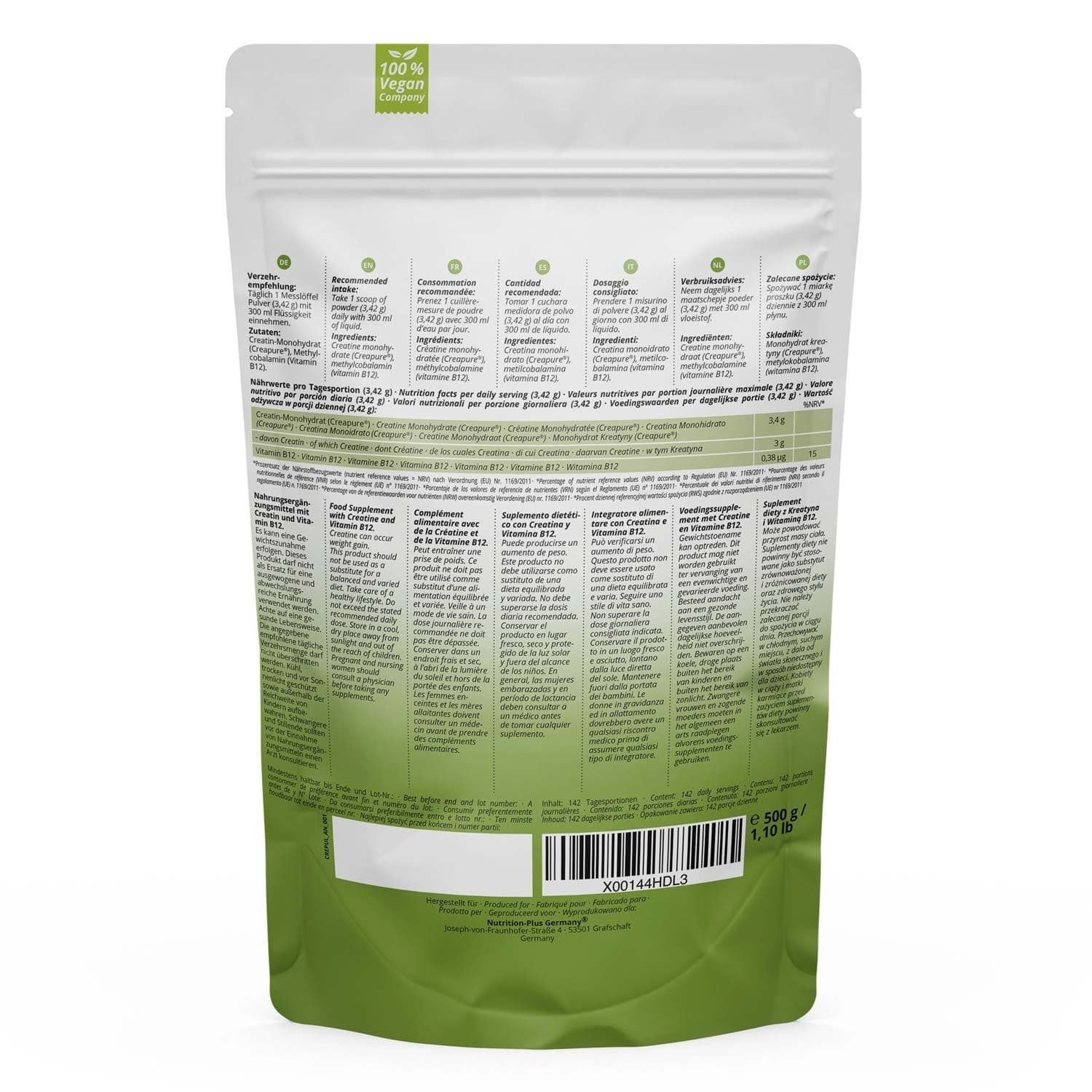 nutri+ Creatin Monohydrat Creapure® Pulver