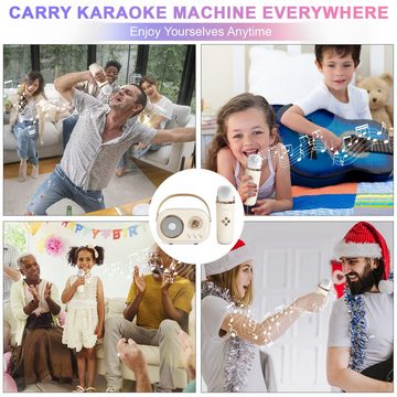 Jioson Mini-Karaoke-Maschine, kabelloser Bluetooth-Lautsprecher Lautsprecher (mit 1 Mikrofonen, für Heimparty,Picknick,Outdoor/Indoor)