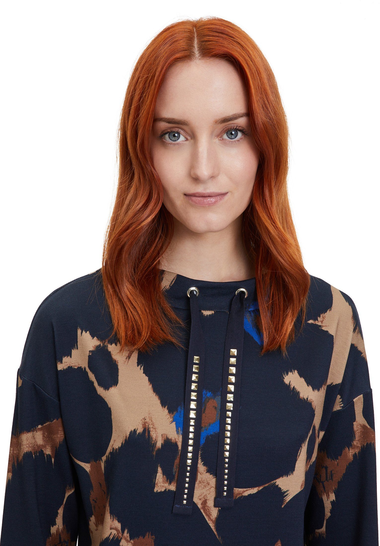 Sweatshirt mit Barclay hohem Kragen Glitzersteine Betty (1-tlg)