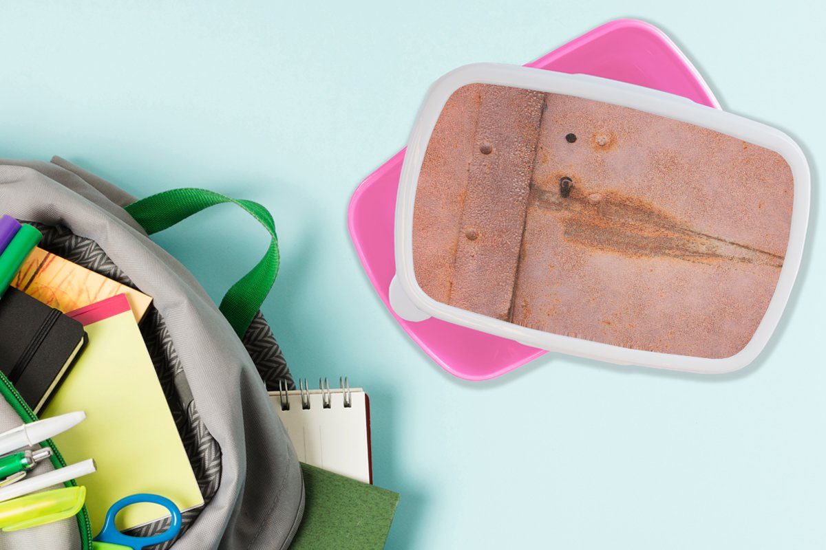 - Rost Brotbox MuchoWow rosa Lunchbox Snackbox, - Brotdose für Mädchen, Kunststoff Industrie, Kinder, (2-tlg), Metall Kunststoff, Erwachsene,