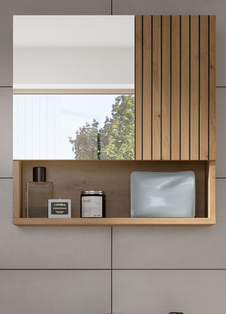 Inn.Furn Spiegelschrank Livia (Badezimmer Schrank in Eiche Artisan mit Rill günstig online kaufen