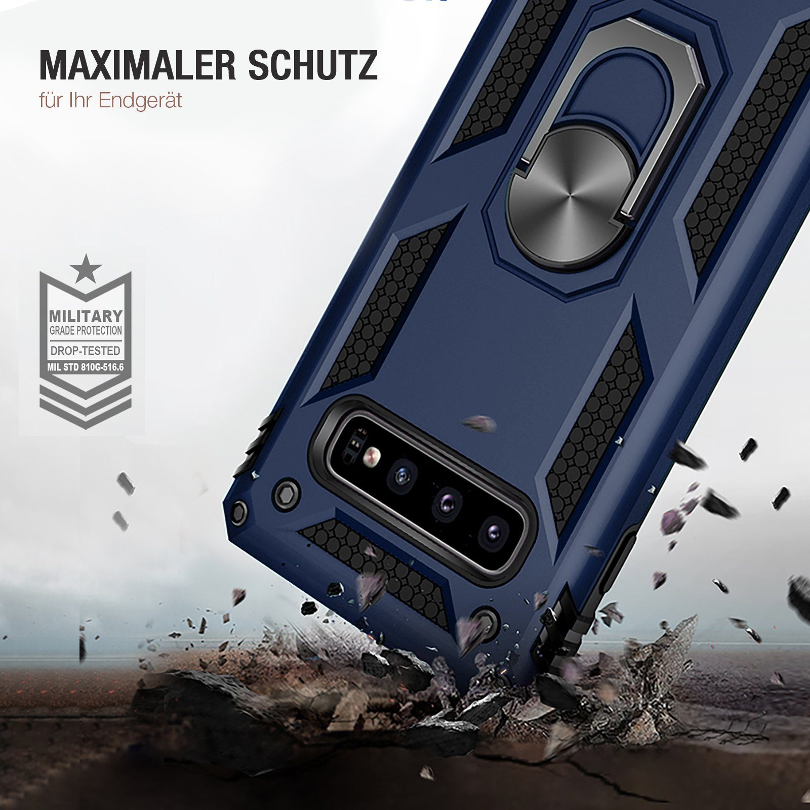 Tec-Expert Handyhülle Outdoor Cover Hülle für Samsung Galaxy S10 6.1 Zoll, 6.1, Premium Hülle aus verstärktem Polycarbonat