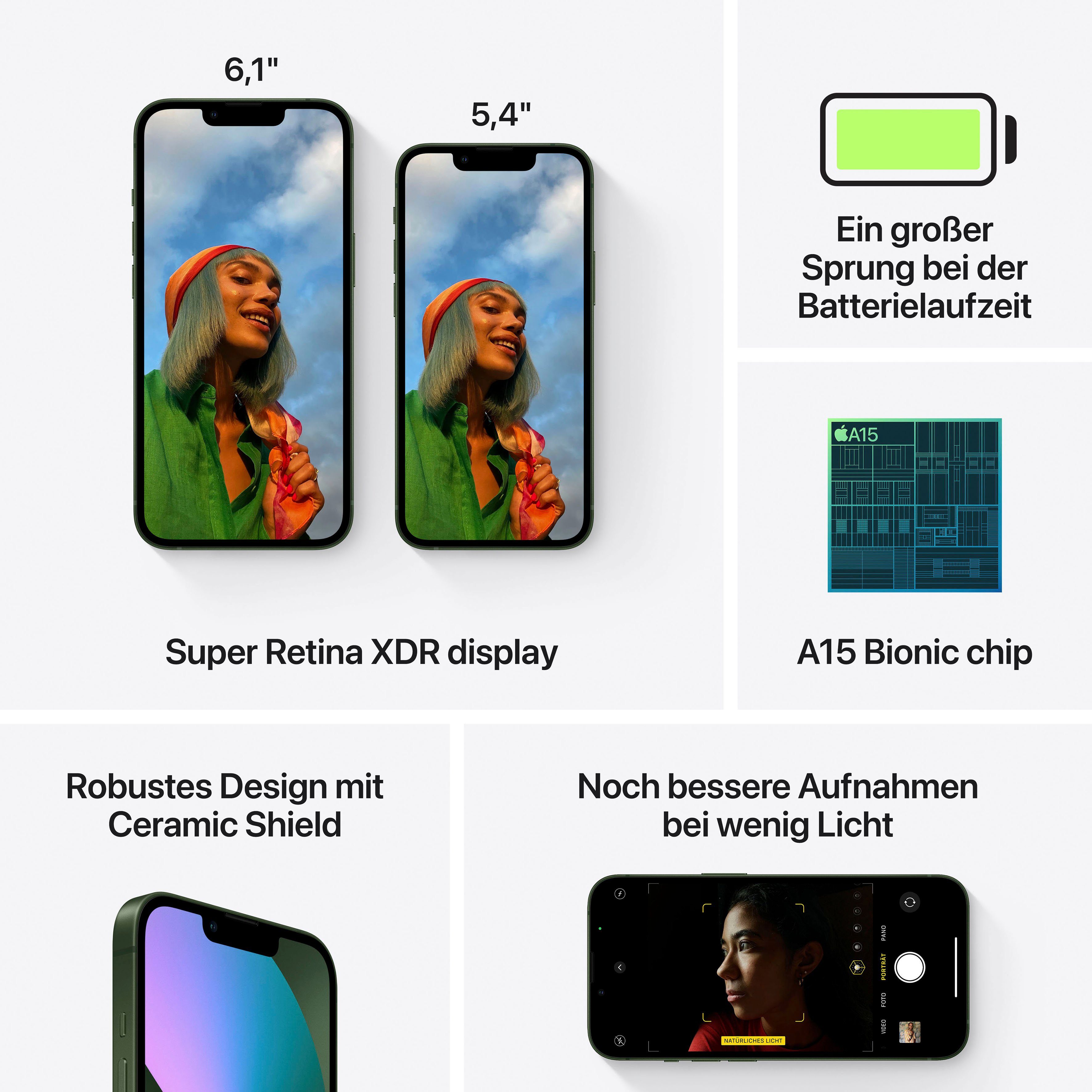 13 12 Apple Alpine iPhone MP cm/6,1 Zoll, Grün Kamera) Smartphone 256 (15,4 Speicherplatz, GB
