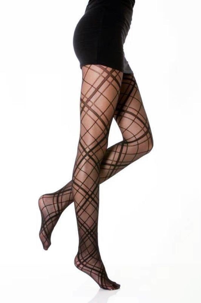 Strumpfhose cofi1453 Hose 40 Damen schwarz Socken Muster Feinstrumpfhose Nero mit Frauen DEN