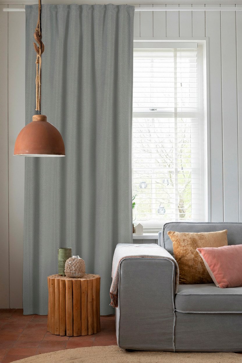 ELBERSDRUCKE Vorhang Verdunklungsgardine verdeckte Schlaufen Sundown grau 255 x 135 cm (1 St), Multifunktionsband, verdunkelnd, Polyester, einfarbig, modern, wä – Bild 3 von 4