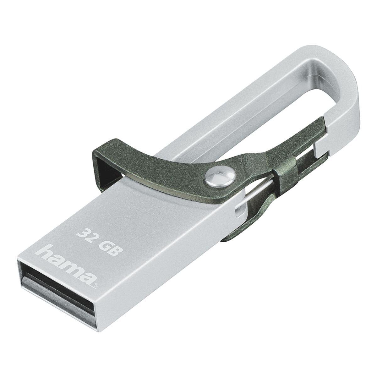 Hama FlashPen Hook-Style USB-Stick (Lesegeschwindigkeit 15 MB/s, mit Haken zur Befestigung an Schlüssenbund, Geldbeutel etc)
